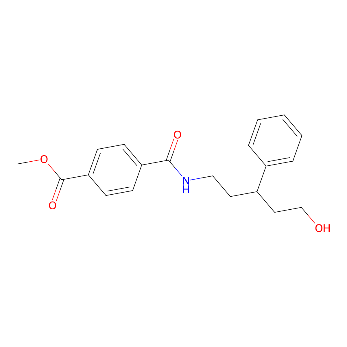 Methyl 4-[(5-hydroxy-3-phenylpentyl)carbamoyl]benzoate molecular structure, CAS 1795297-88-9