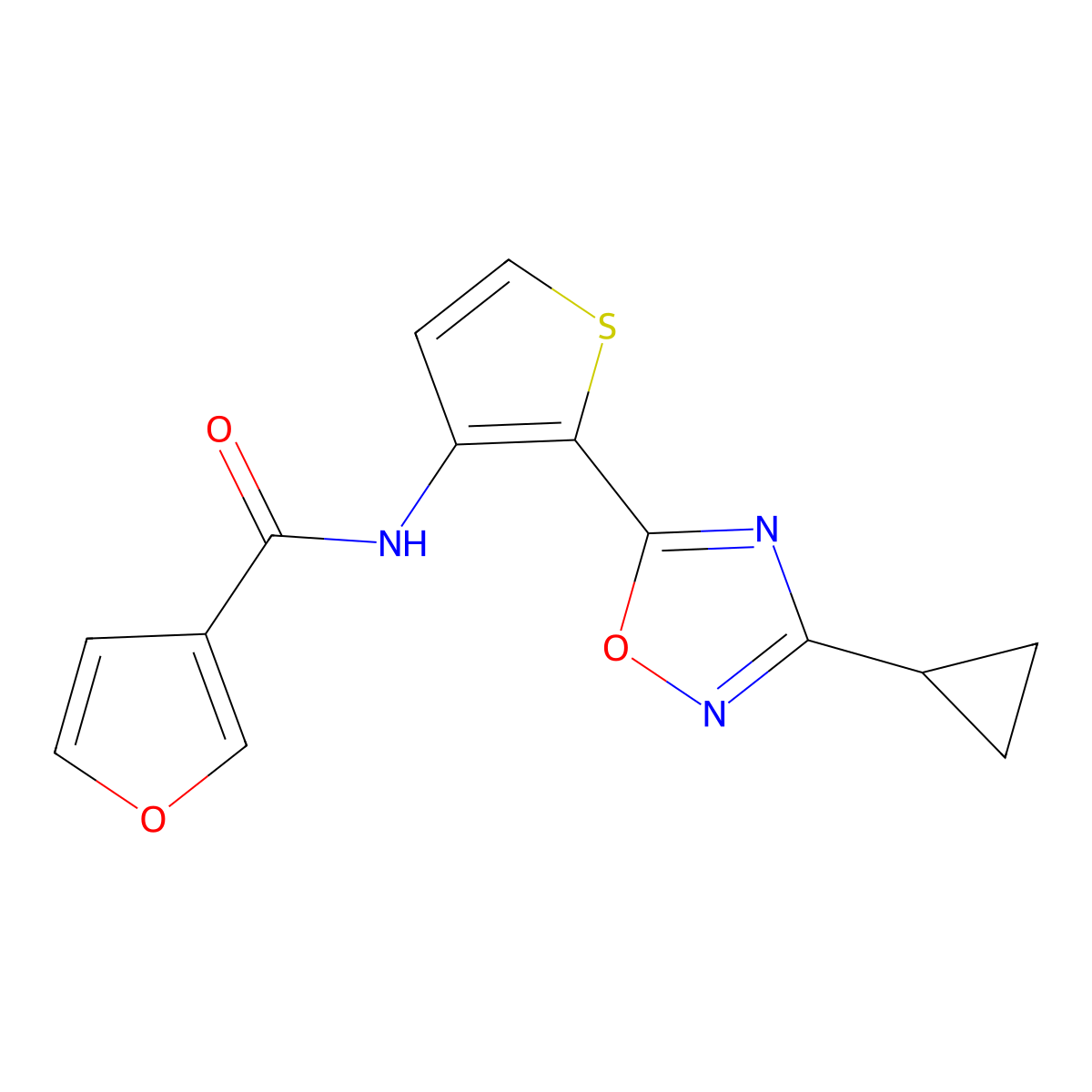 N-[2-(3-cyclopropyl-1,2,4-oxadiazol-5-yl)thiophen-3-yl]furan-3-carboxamide molecular structure, CAS 1795297-90-3