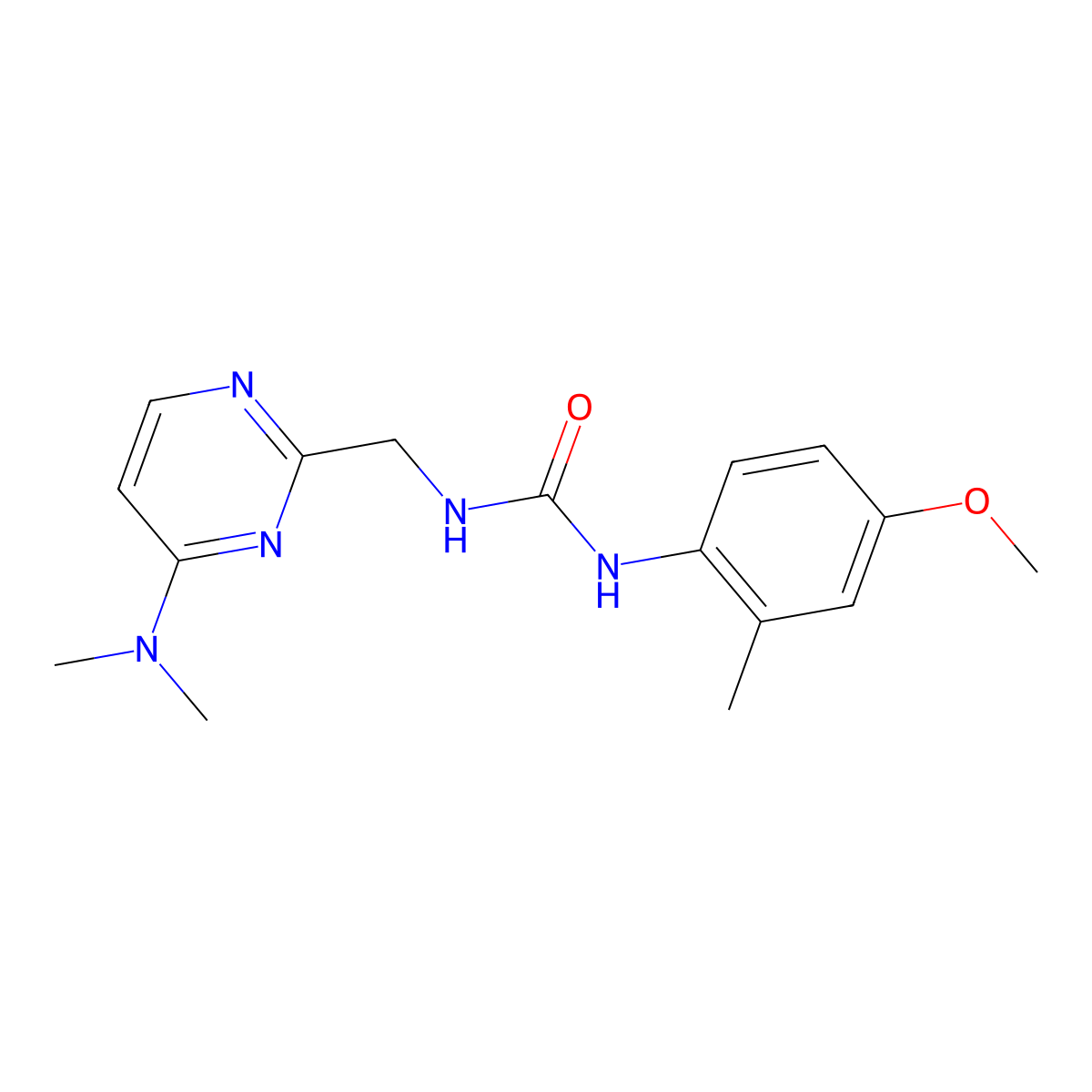 1-((4-(Dimethylamino)pyrimidin-2-yl)methyl)-3-(4-methoxy-2-methylphenyl)urea molecular structure, CAS 1795297-97-0