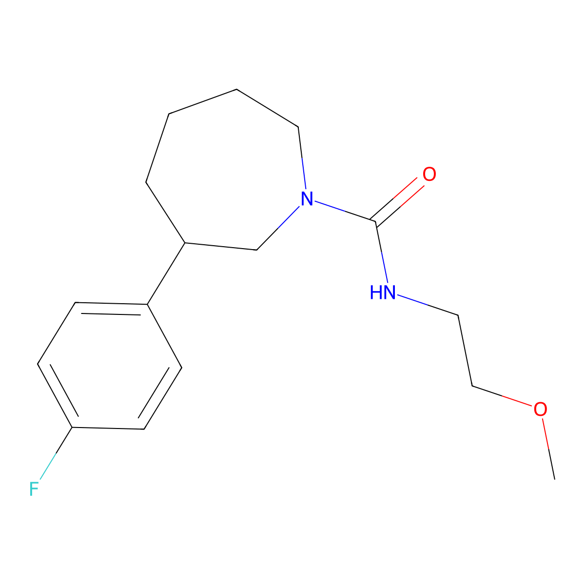 3-(4-fluorophenyl)-N-(2-methoxyethyl)azepane-1-carboxamide molecular structure, CAS 1795298-02-0