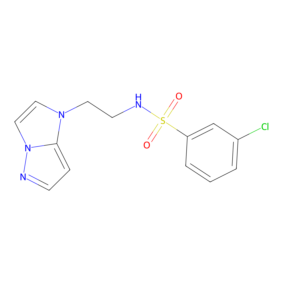 N-(2-(1H-imidazo[1,2-b]pyrazol-1-yl)ethyl)-3-chlorobenzenesulfonamide molecular structure, CAS 1795298-05-3