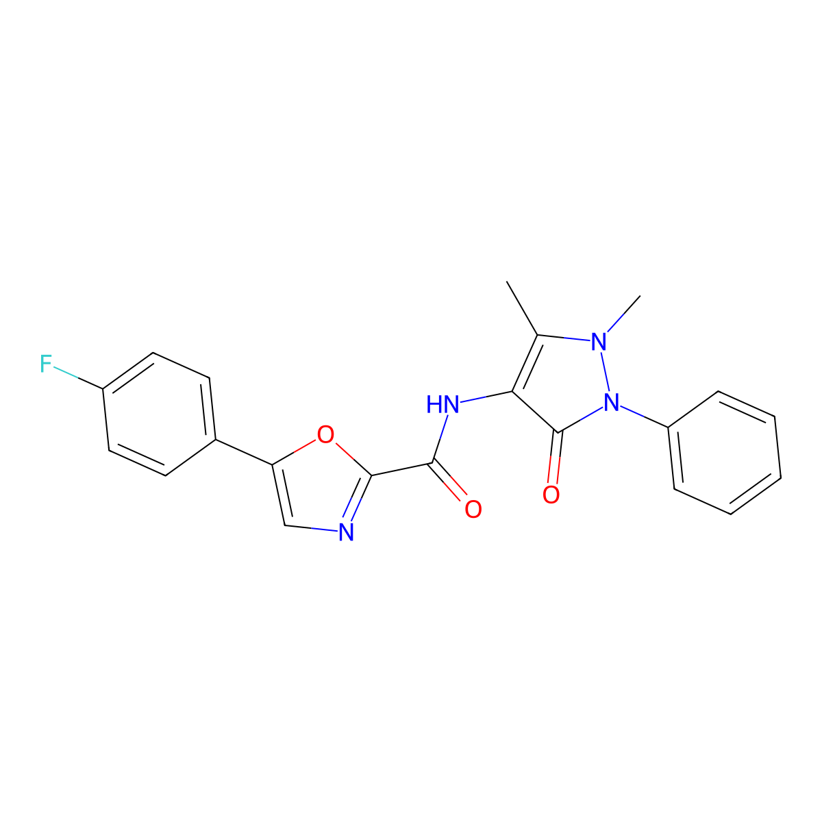 N-(1,5-dimethyl-3-oxo-2-phenyl-2,3-dihydro-1H-pyrazol-4-yl)-5-(4-fluorophenyl)oxazole-2-carboxamide molecular structure, CAS 1795298-07-5