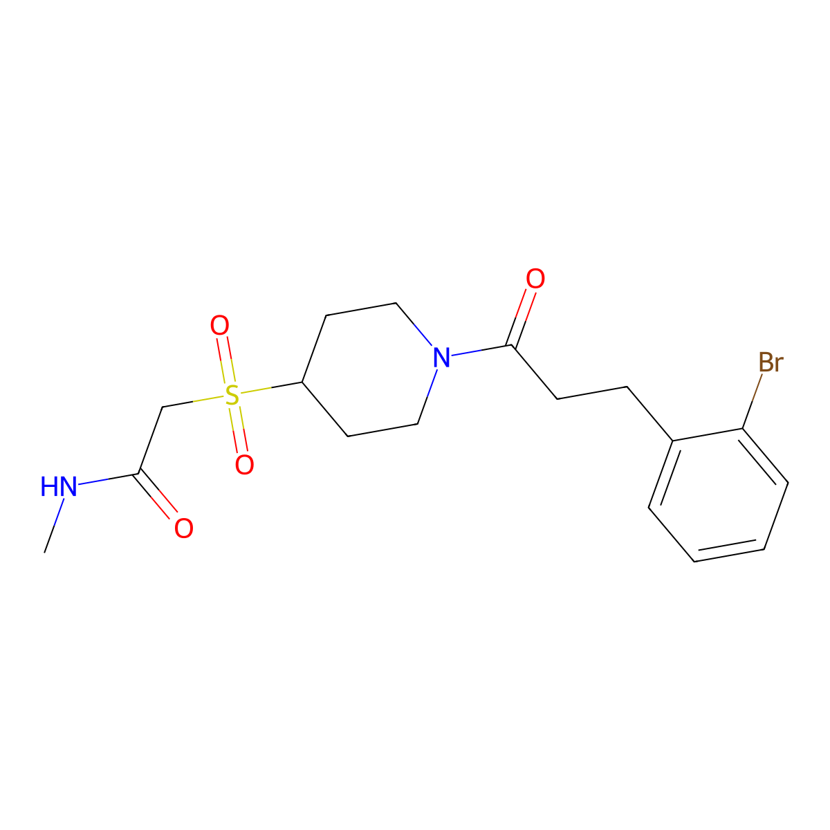 2-((1-(3-(2-bromophenyl)propanoyl)piperidin-4-yl)sulfonyl)-N-methylacetamide molecular structure, CAS 1795298-12-2