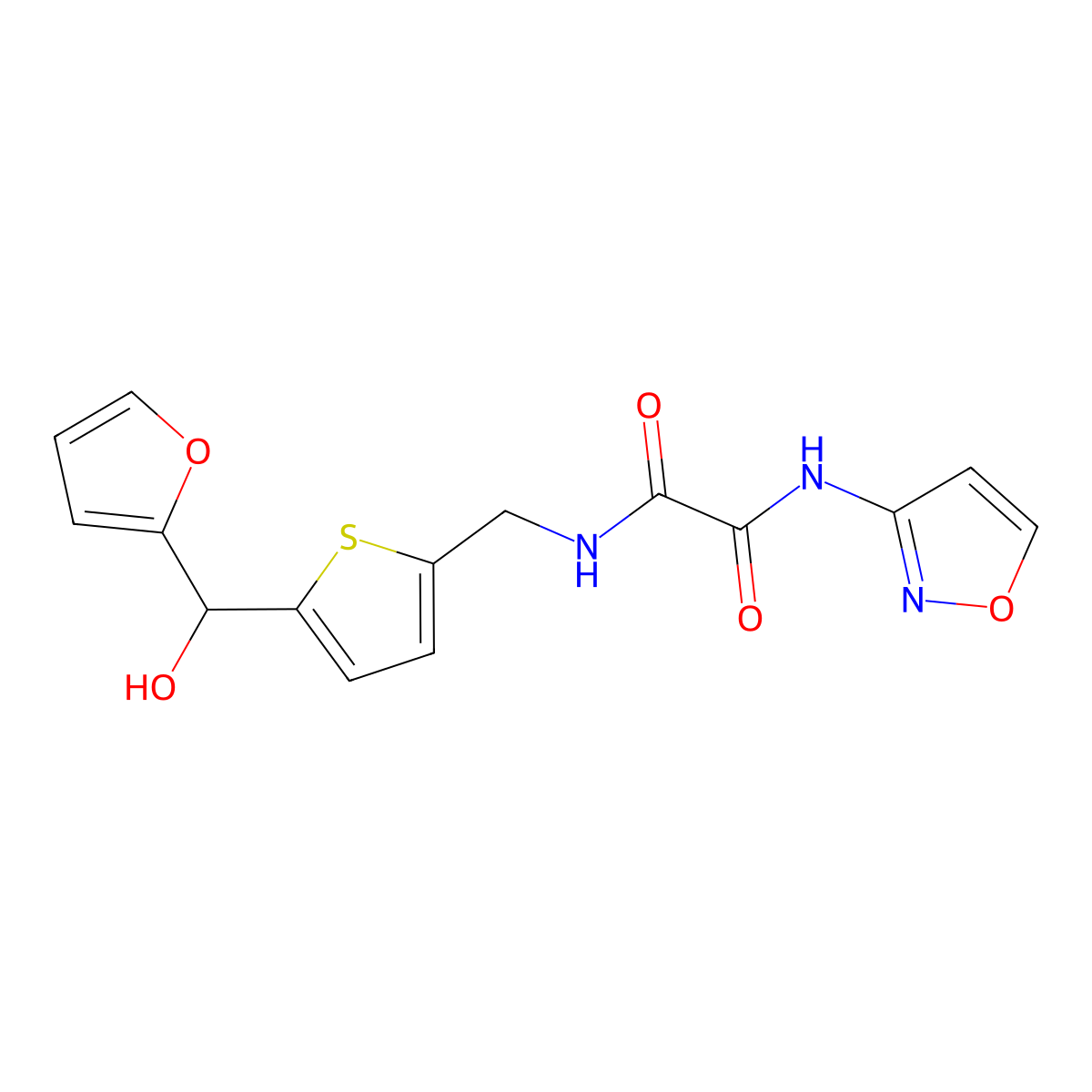 N1-((5-(furan-2-yl(hydroxy)methyl)thiophen-2-yl)methyl)-N2-(isoxazol-3-yl)oxalamide molecular structure, CAS 1795298-24-6