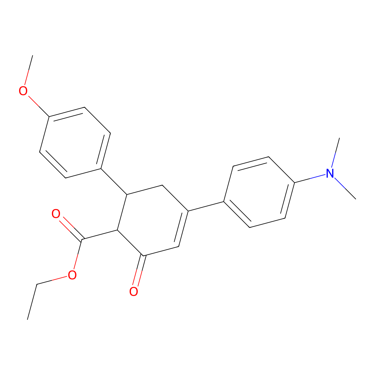 Ethyl 4-[4-(dimethylamino)phenyl]-6-(4-methoxyphenyl)-2-oxocyclohex-3-ene-1-carboxylate molecular structure, CAS 1795298-27-9