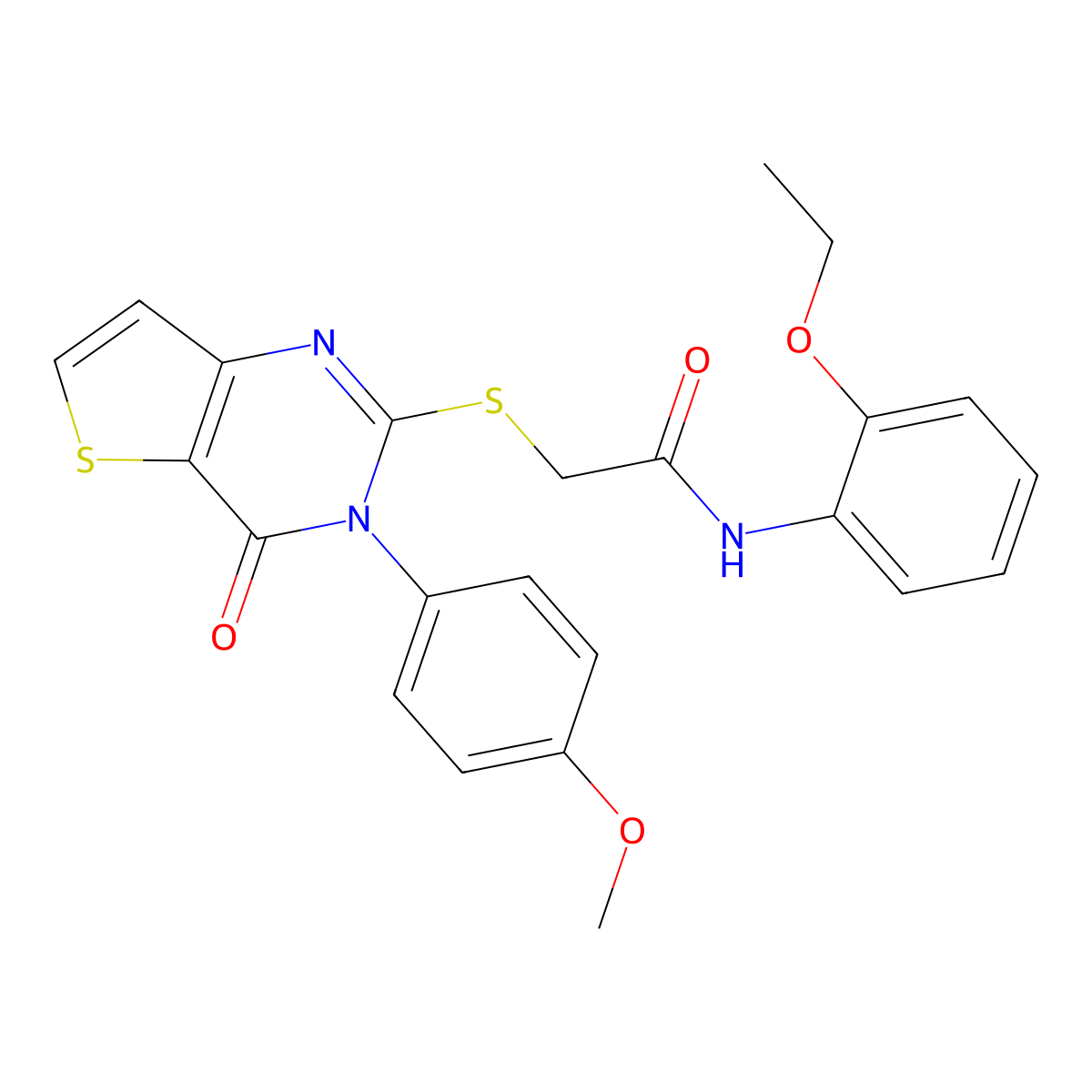 N-(2-ethoxyphenyl)-2-((3-(4-methoxyphenyl)-4-oxo-3,4-dihydrothieno[3,2-d]pyrimidin-2-yl)thio)acetamide molecular structure, CAS 1795298-30-4