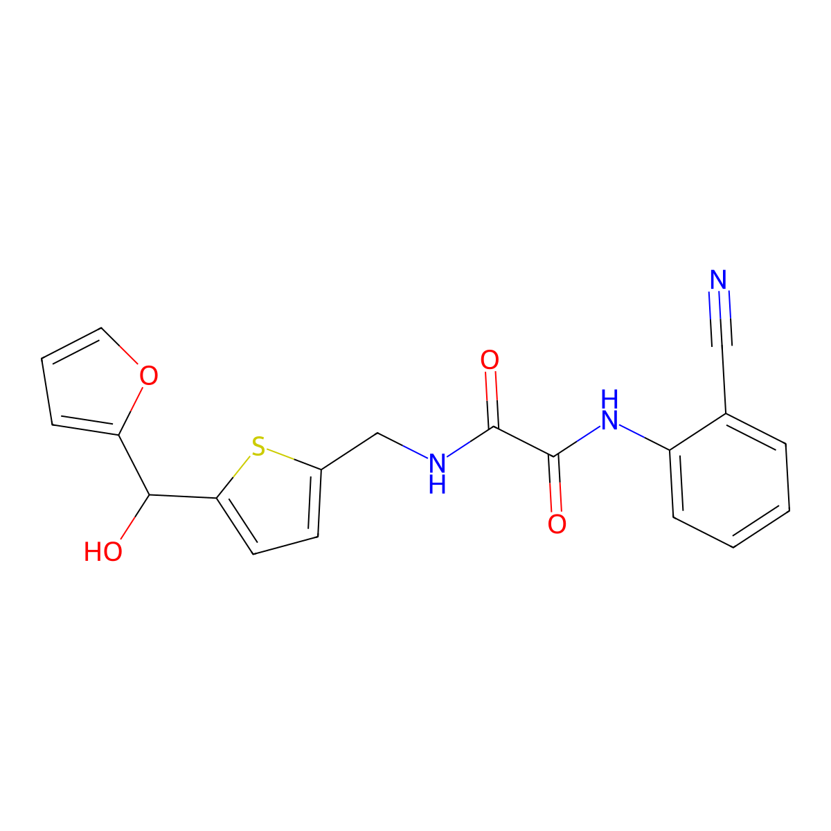 N1-(2-cyanophenyl)-N2-((5-(furan-2-yl(hydroxy)methyl)thiophen-2-yl)methyl)oxalamide molecular structure, CAS 1795298-31-5