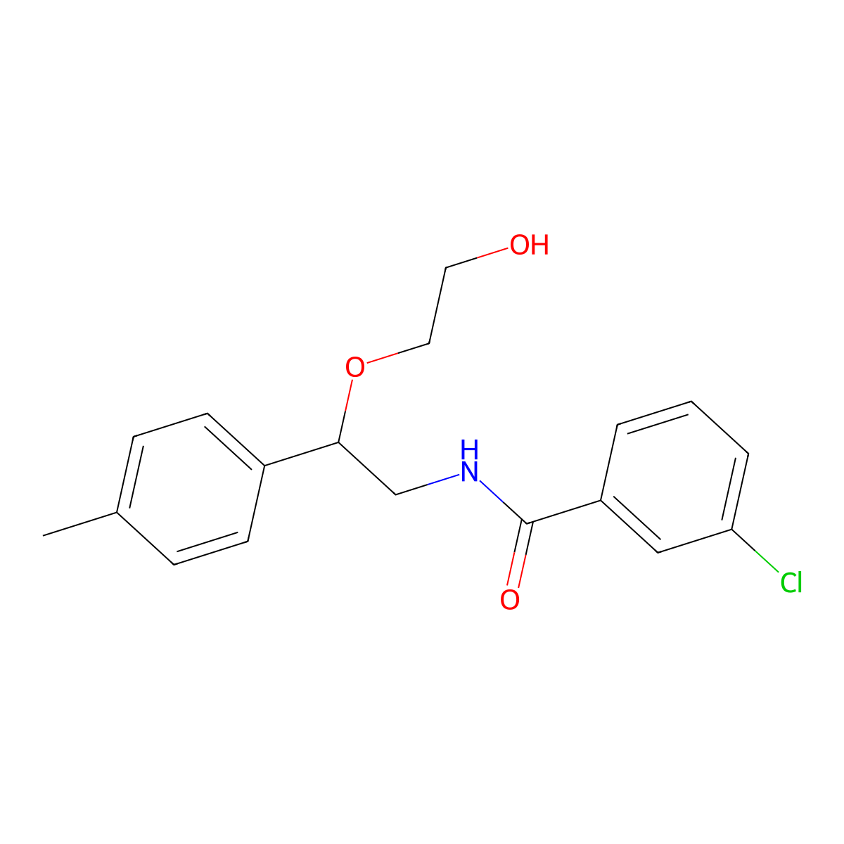 3-chloro-N-(2-(2-hydroxyethoxy)-2-(p-tolyl)ethyl)benzamide molecular structure, CAS 1795298-35-9