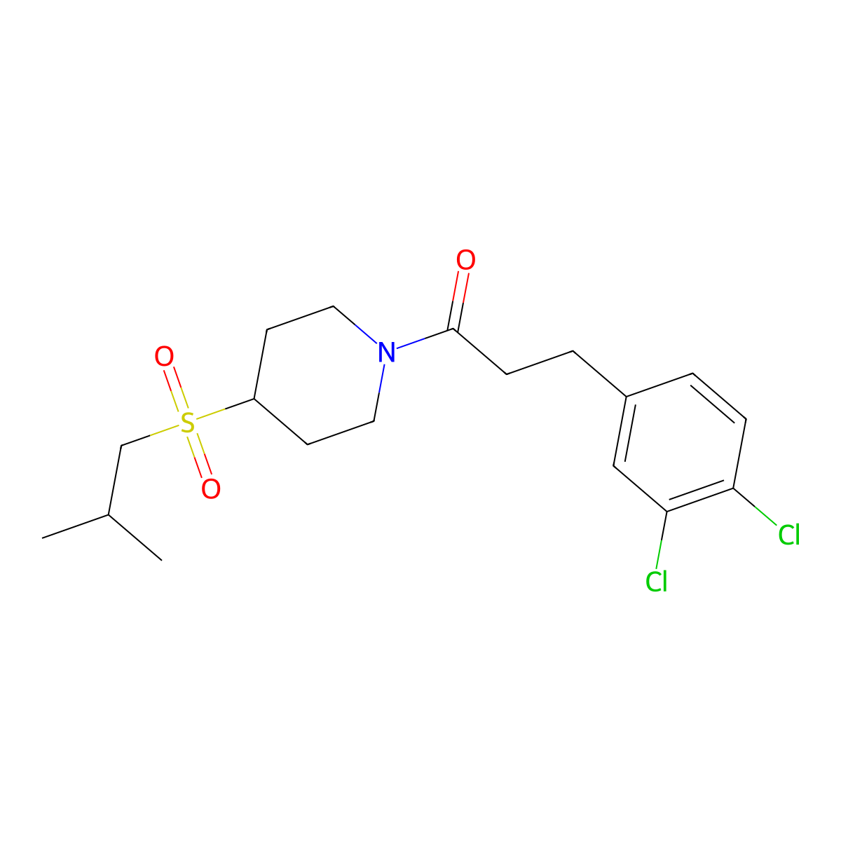 3-(3,4-Dichlorophenyl)-1-(4-(isobutylsulfonyl)piperidin-1-yl)propan-1-one molecular structure, CAS 1795298-37-1
