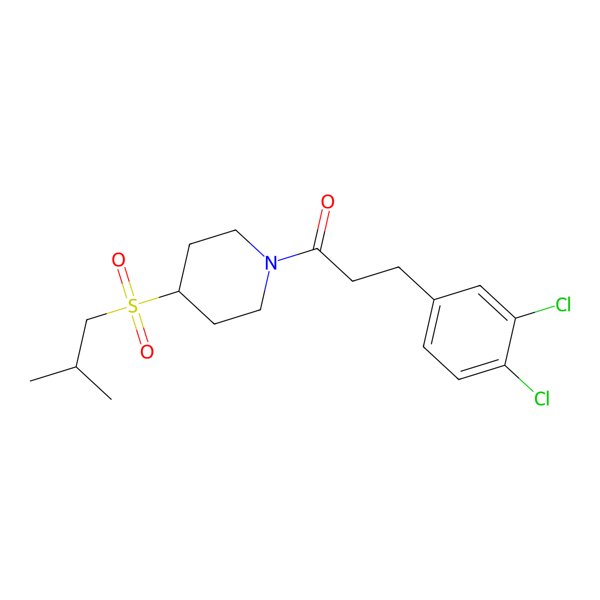 3-(3,4-Dichlorophenyl)-1-(4-(isobutylsulfonyl)piperidin-1-yl)propan-1-one molecular structure, CAS 1795298-37-1