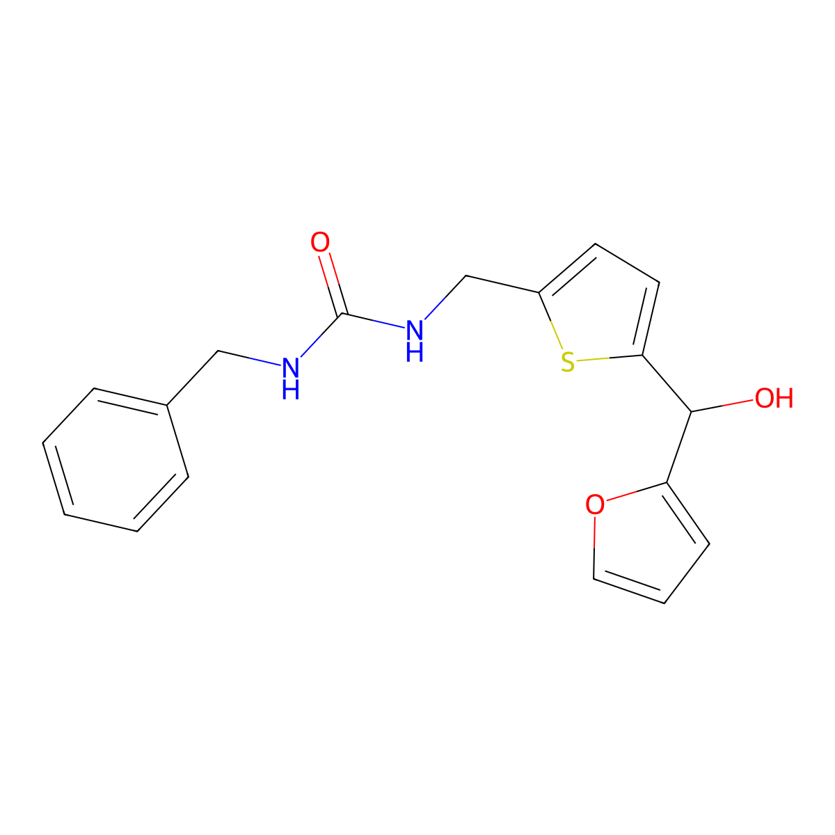 1-Benzyl-3-((5-(furan-2-yl(hydroxy)methyl)thiophen-2-yl)methyl)urea molecular structure, CAS 1795298-40-6