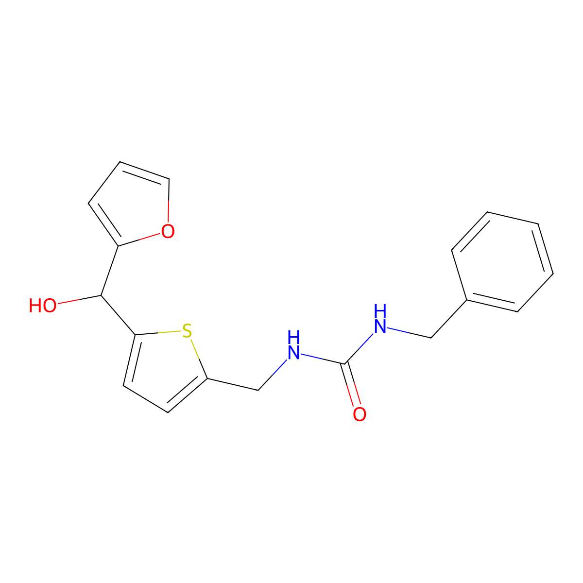 1-Benzyl-3-((5-(furan-2-yl(hydroxy)methyl)thiophen-2-yl)methyl)urea molecular structure, CAS 1795298-40-6