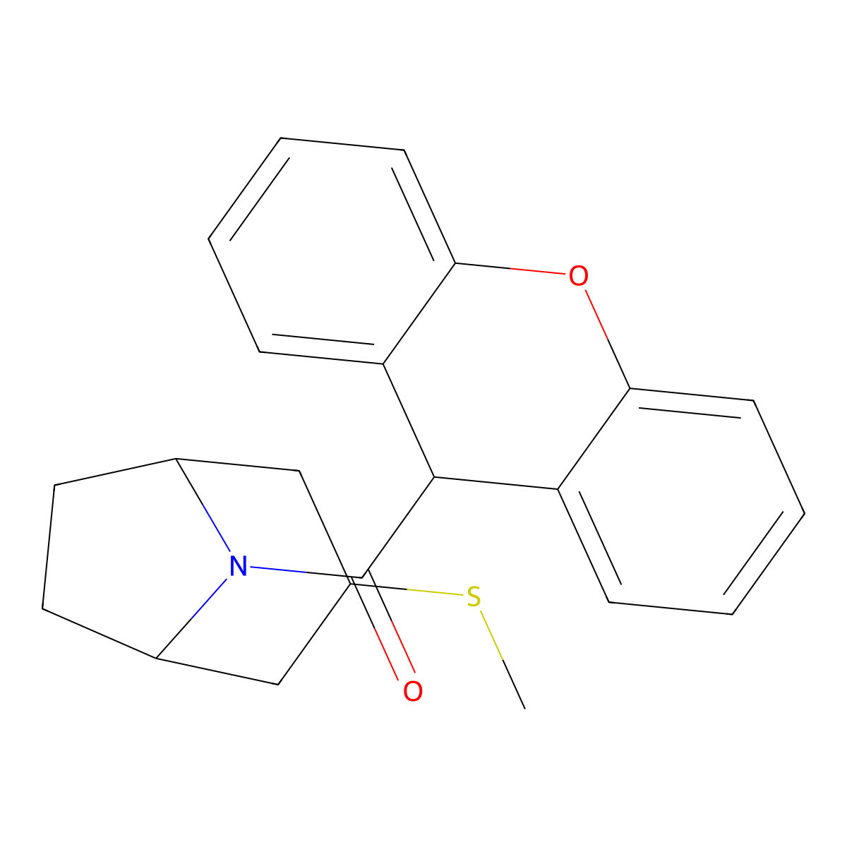 ((1R,5S)-3-(methylthio)-8-azabicyclo[3.2.1]octan-8-yl)(9H-xanthen-9-yl)methanone molecular structure, CAS 1795298-46-2