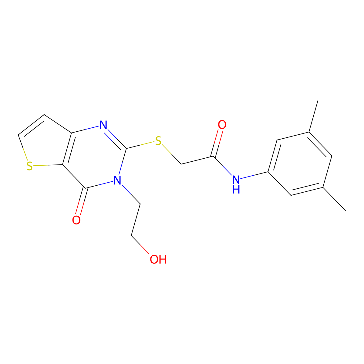 N-(3,5-dimethylphenyl)-2-((3-(2-hydroxyethyl)-4-oxo-3,4-dihydrothieno[3,2-d]pyrimidin-2-yl)thio)acetamide molecular structure, CAS 1795298-47-3
