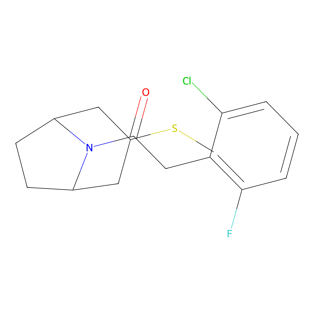 2-(2-chloro-6-fluorophenyl)-1-((1R,5S)-3-(methylthio)-8-azabicyclo[3.2.1]octan-8-yl)ethanone molecular structure, CAS 1795298-49-5