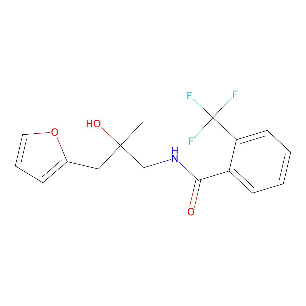 N-(3-(furan-2-yl)-2-hydroxy-2-methylpropyl)-2-(trifluoromethyl)benzamide molecular structure, CAS 1795298-53-1