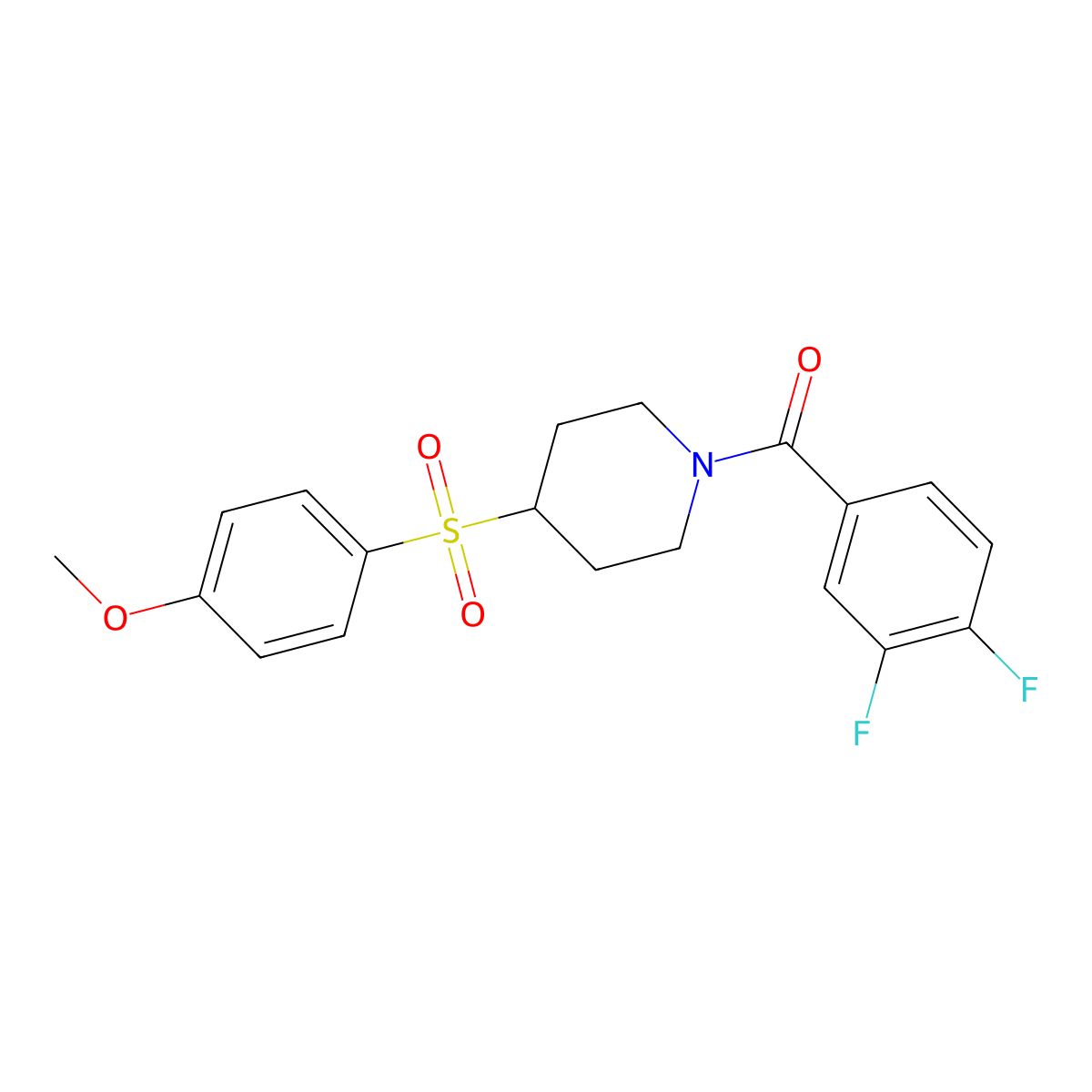 (3,4-Difluorophenyl)(4-((4-methoxyphenyl)sulfonyl)piperidin-1-yl)methanone molecular structure, CAS 1795298-57-5
