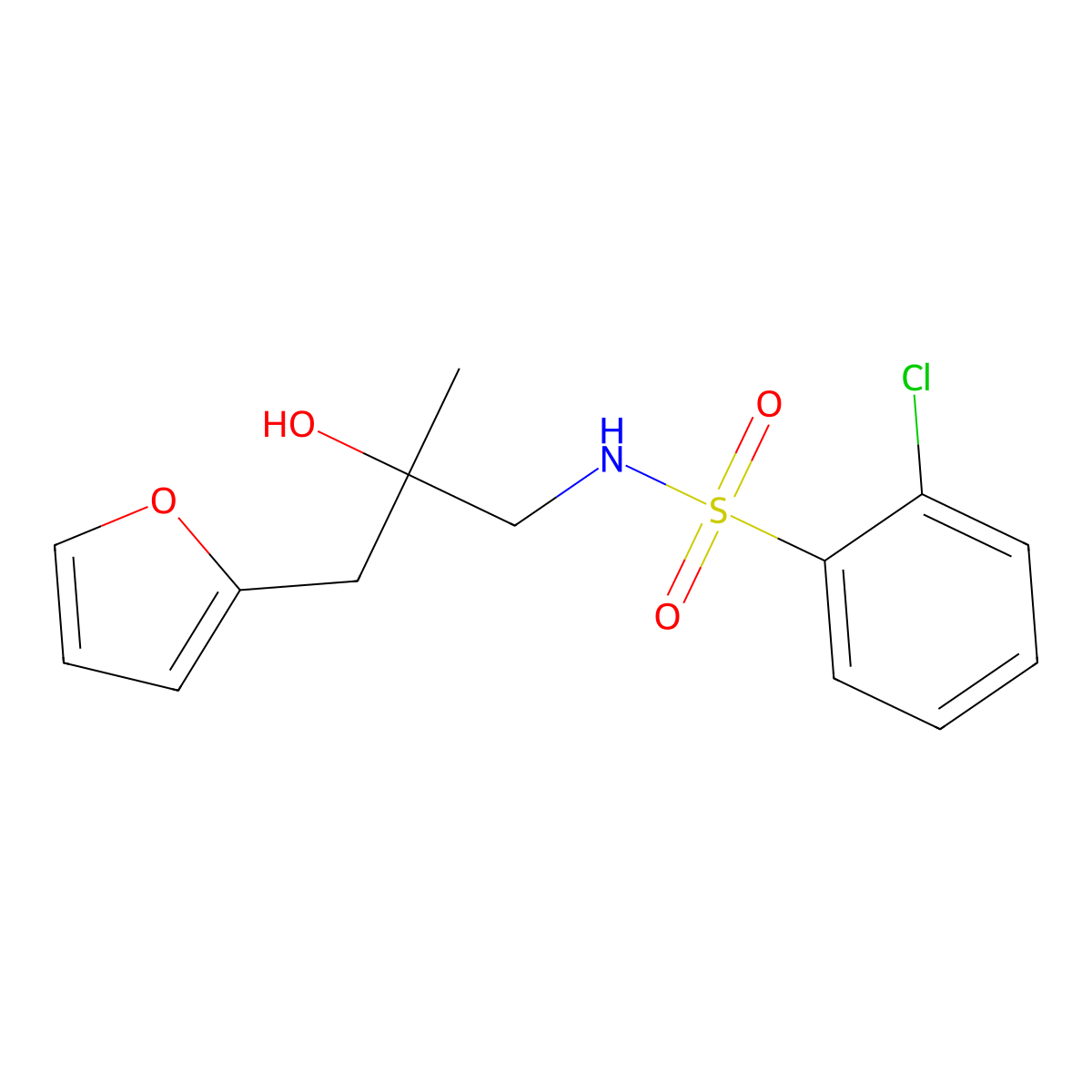 2-chloro-N-(3-(furan-2-yl)-2-hydroxy-2-methylpropyl)benzenesulfonamide molecular structure, CAS 1795298-58-6