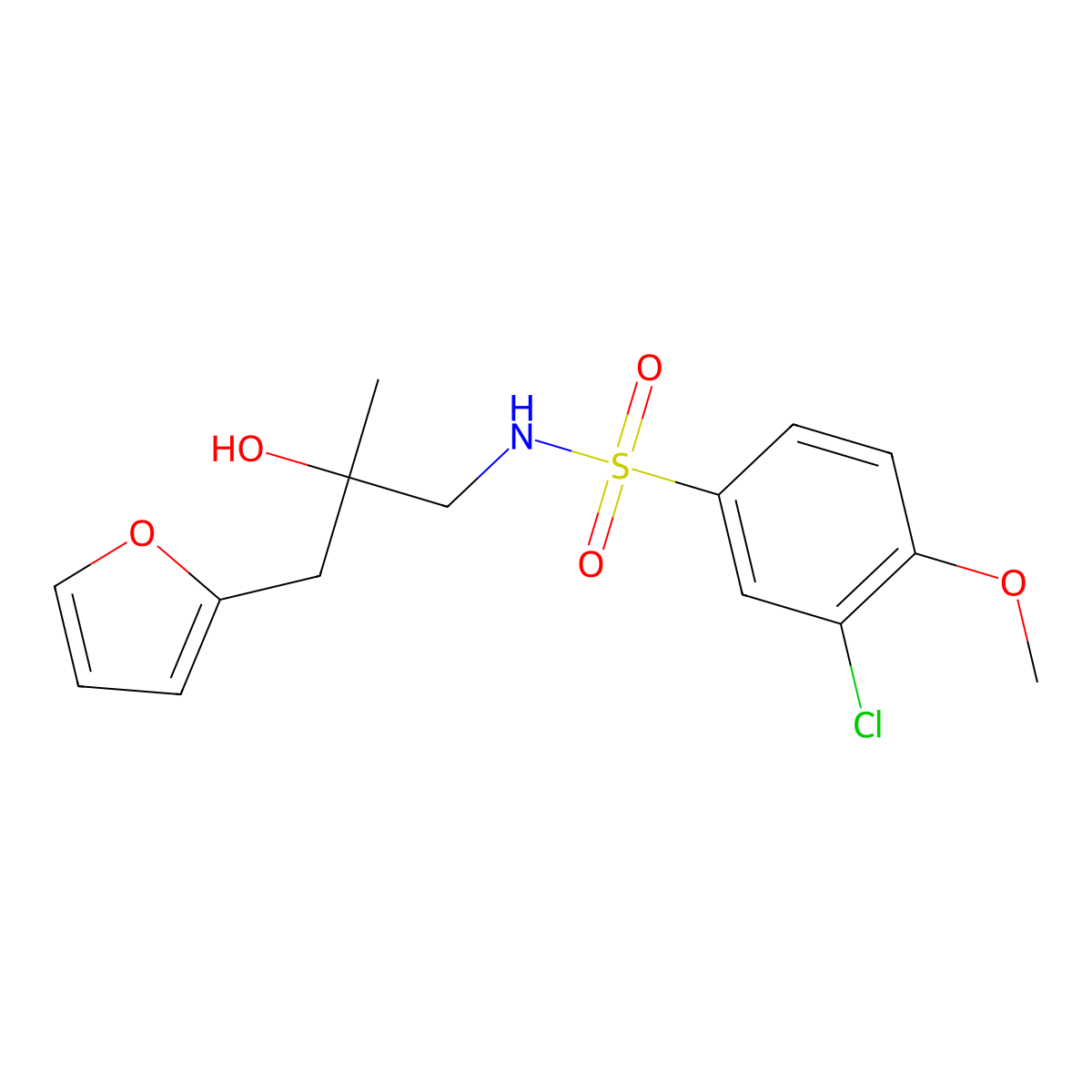 3-chloro-N-(3-(furan-2-yl)-2-hydroxy-2-methylpropyl)-4-methoxybenzenesulfonamide molecular structure, CAS 1795298-62-2