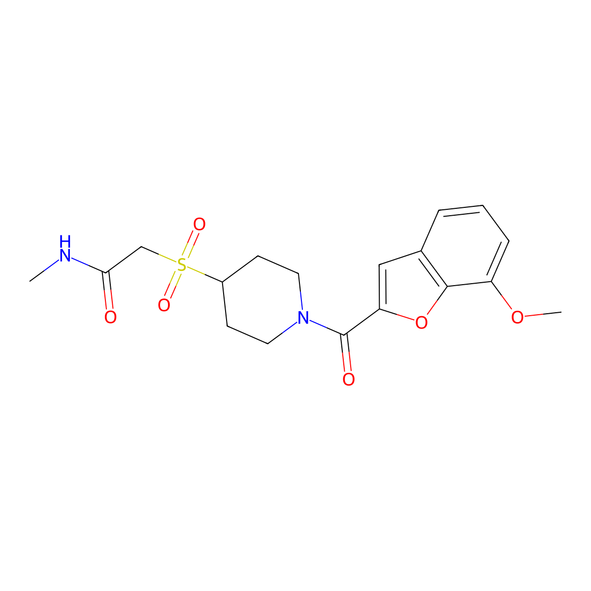 2-((1-(7-methoxybenzofuran-2-carbonyl)piperidin-4-yl)sulfonyl)-N-methylacetamide molecular structure, CAS 1795298-63-3