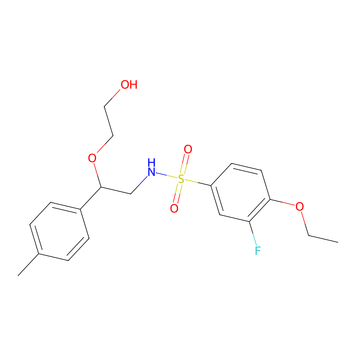 4-ethoxy-3-fluoro-N-(2-(2-hydroxyethoxy)-2-(p-tolyl)ethyl)benzenesulfonamide molecular structure, CAS 1795298-73-5