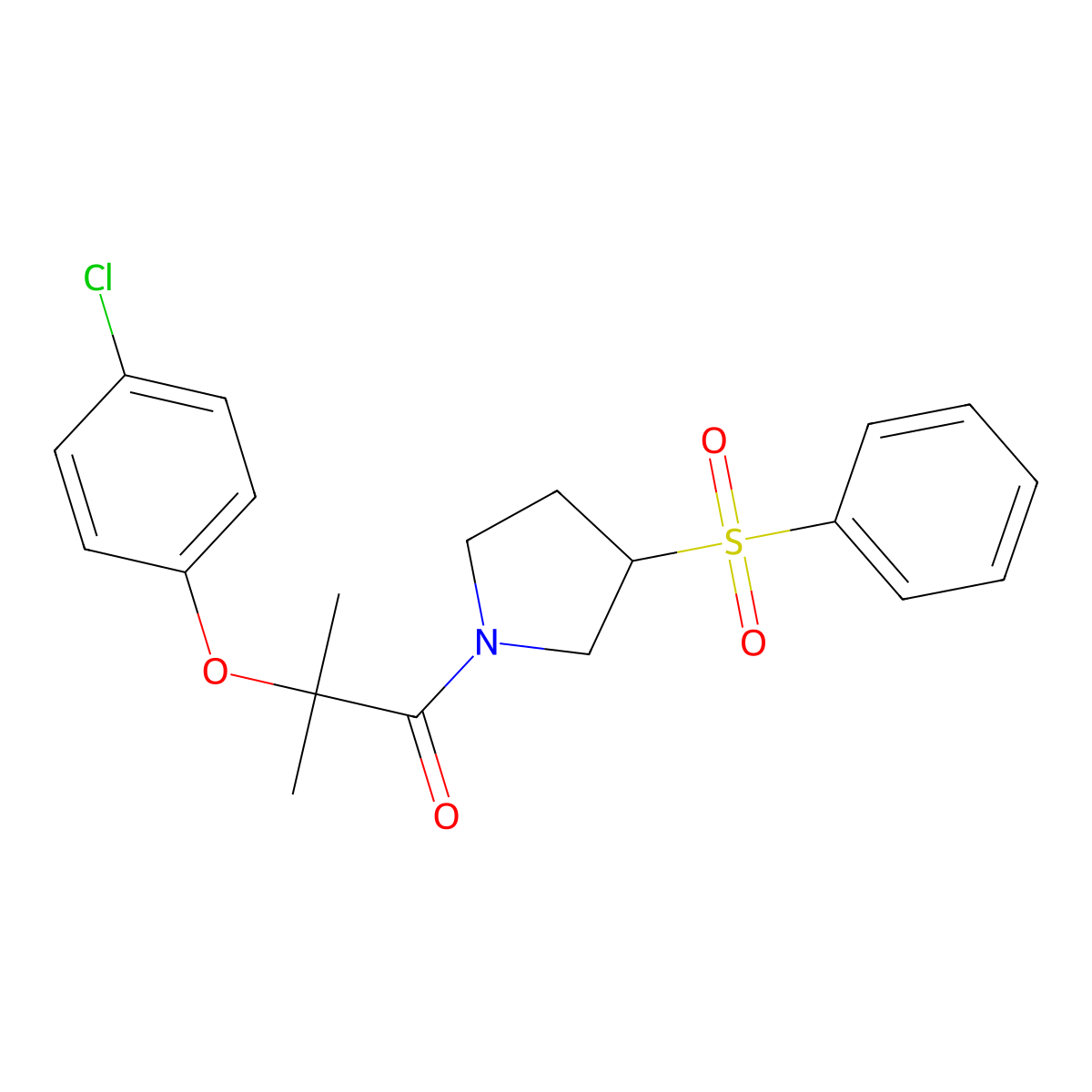 2-(4-Chlorophenoxy)-2-methyl-1-(3-(phenylsulfonyl)pyrrolidin-1-yl)propan-1-one molecular structure, CAS 1795298-75-7