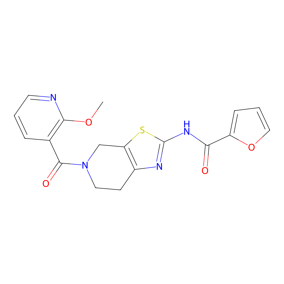 N-(5-(2-methoxynicotinoyl)-4,5,6,7-tetrahydrothiazolo[5,4-c]pyridin-2-yl)furan-2-carboxamide molecular structure, CAS 1795298-76-8