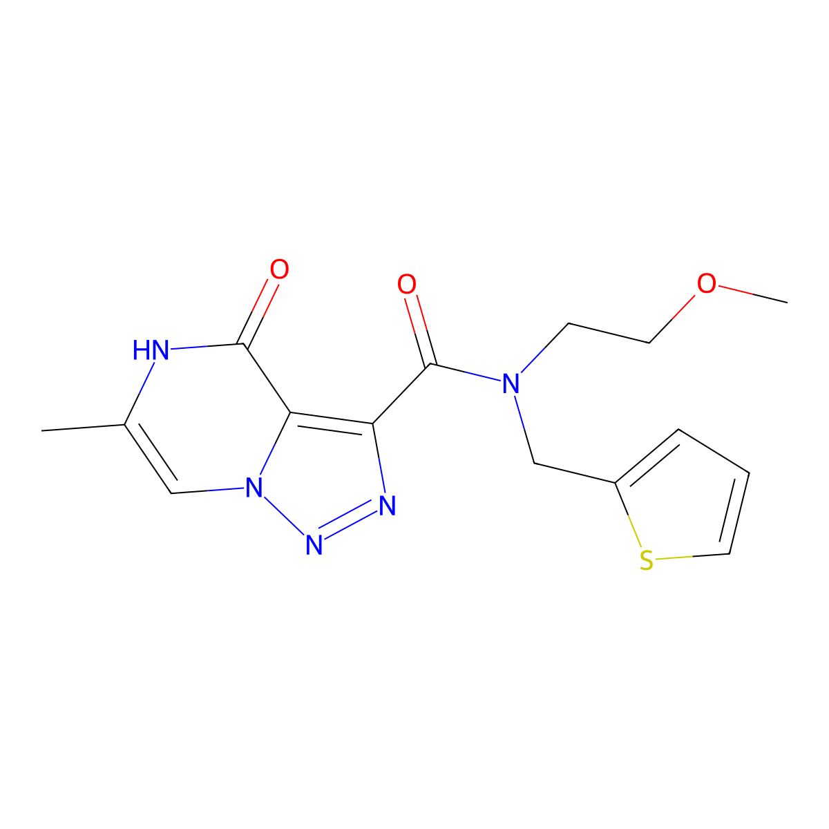 N-(2-methoxyethyl)-6-methyl-4-oxo-N-(thiophen-2-ylmethyl)-4,5-dihydro-[1,2,3]triazolo[1,5-a]pyrazine-3-carboxamide molecular structure, CAS 1795298-83-7