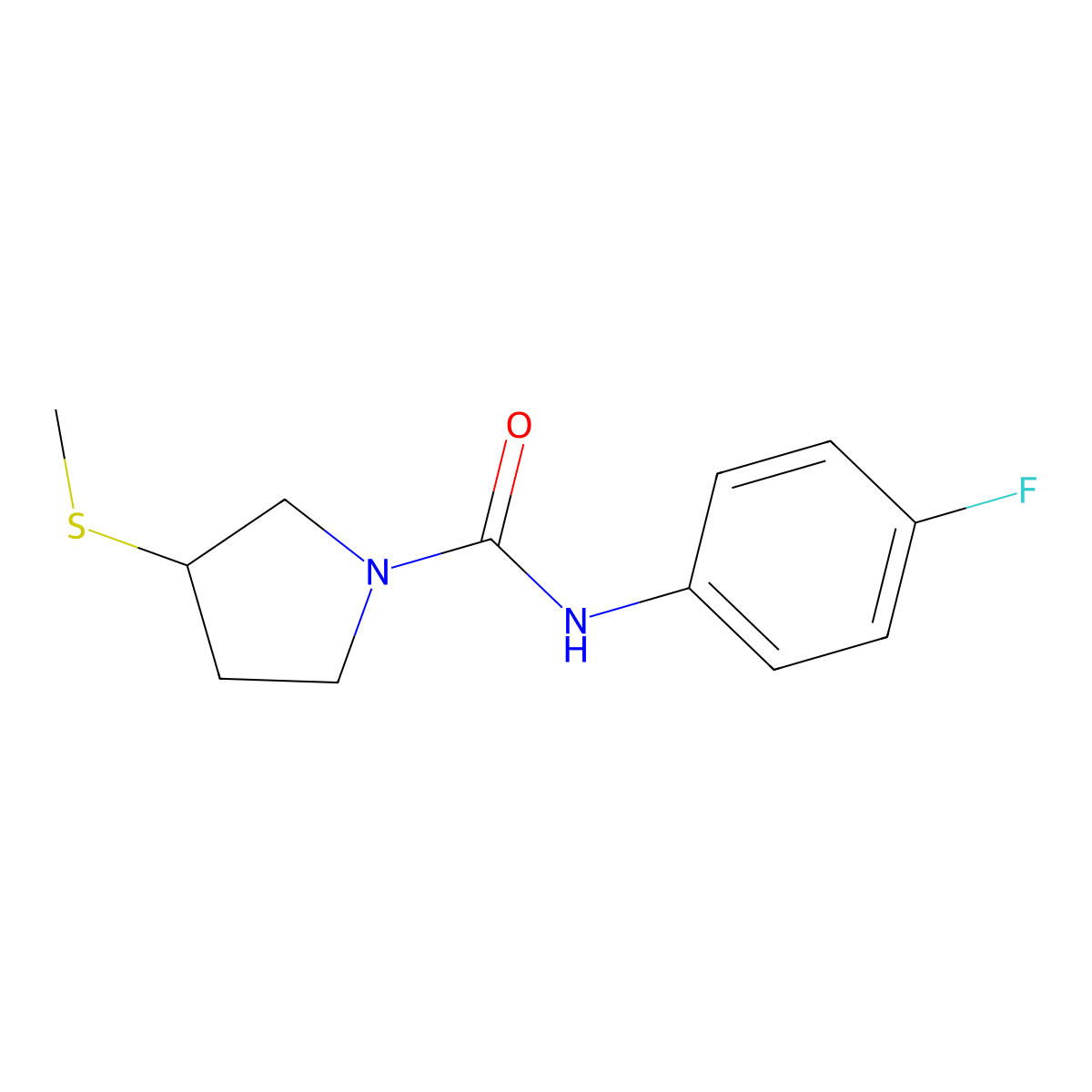 N-(4-fluorophenyl)-3-(methylthio)pyrrolidine-1-carboxamide molecular structure, CAS 1795298-84-8