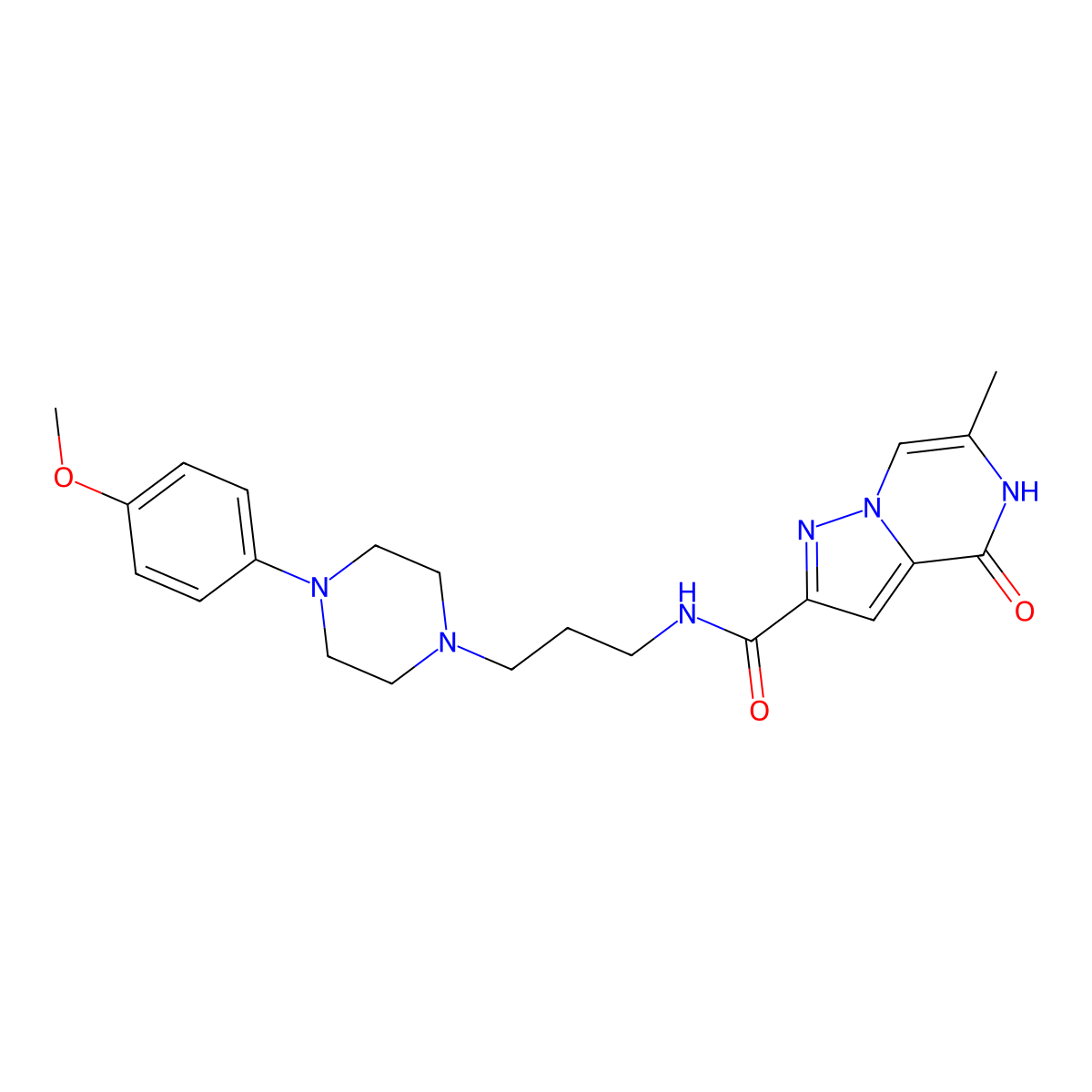 N-(3-(4-(4-methoxyphenyl)piperazin-1-yl)propyl)-6-methyl-4-oxo-4,5-dihydropyrazolo[1,5-a]pyrazine-2-carboxamide molecular structure, CAS 1795298-88-2