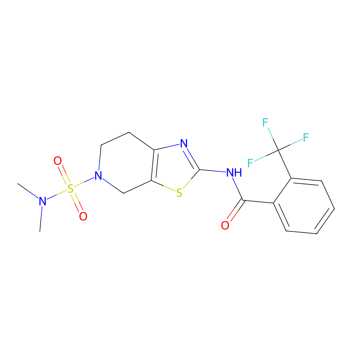 N-(5-(N,N-dimethylsulfamoyl)-4,5,6,7-tetrahydrothiazolo[5,4-c]pyridin-2-yl)-2-(trifluoromethyl)benzamide molecular structure, CAS 1795298-91-7