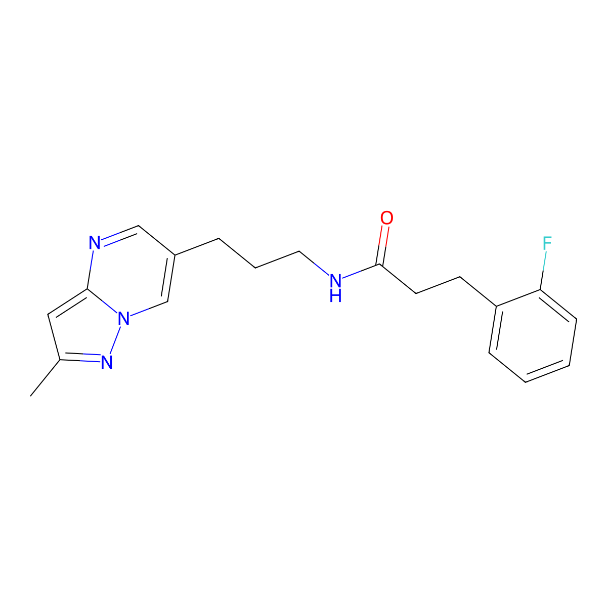 3-(2-fluorophenyl)-N-(3-{2-methylpyrazolo[1,5-a]pyrimidin-6-yl}propyl)propanamide molecular structure, CAS 1795298-93-9