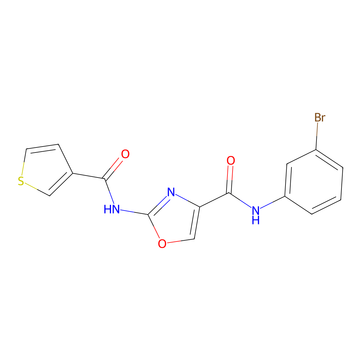 N-(3-bromophenyl)-2-(thiophene-3-carboxamido)oxazole-4-carboxamide molecular structure, CAS 1795298-96-2