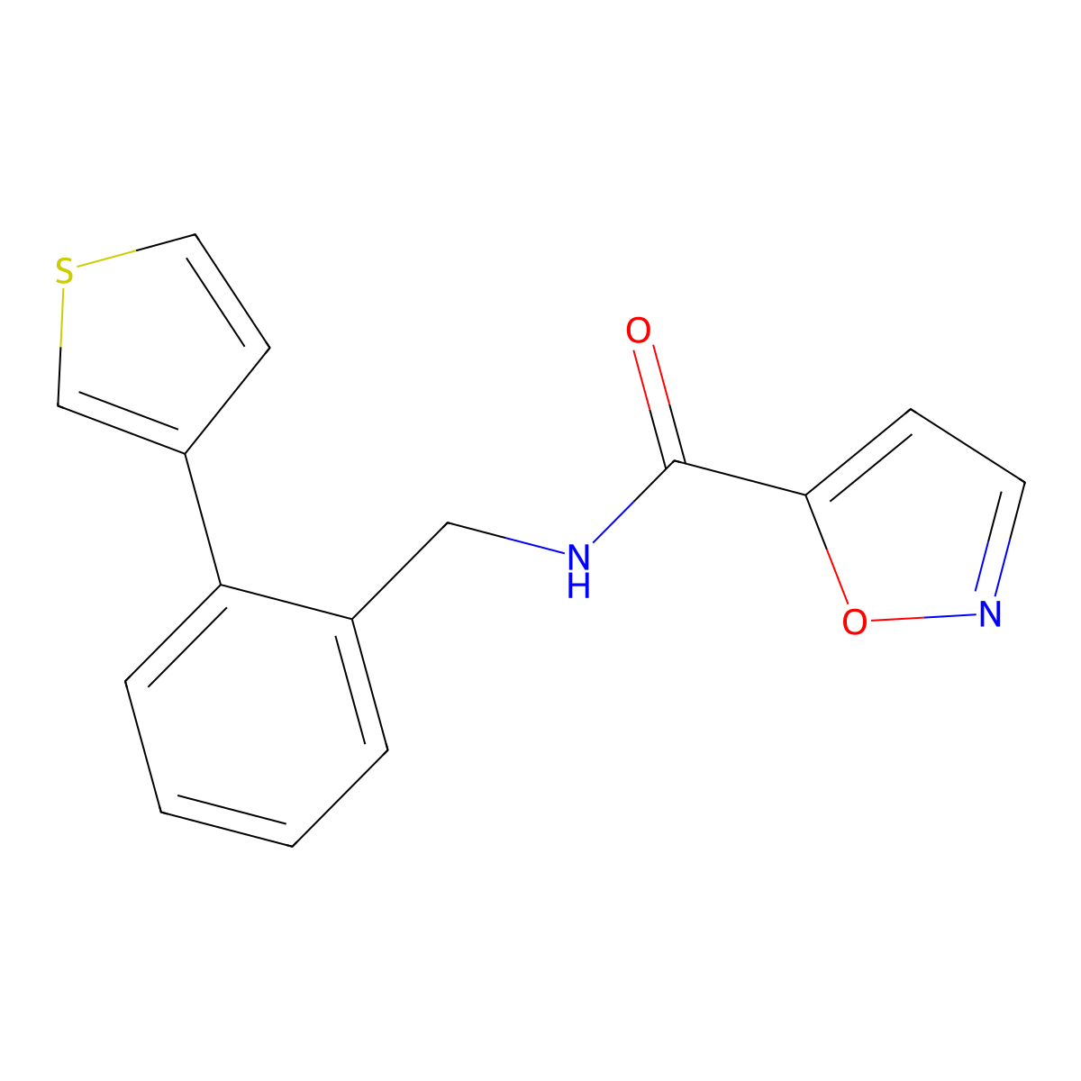 N-(2-(thiophen-3-yl)benzyl)isoxazole-5-carboxamide molecular structure, CAS 1795299-07-8