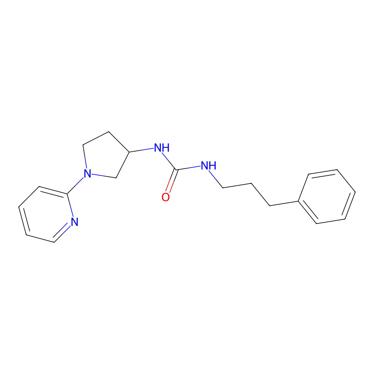 1-(3-Phenylpropyl)-3-[1-(pyridin-2-yl)pyrrolidin-3-yl]urea molecular structure, CAS 1795299-14-7