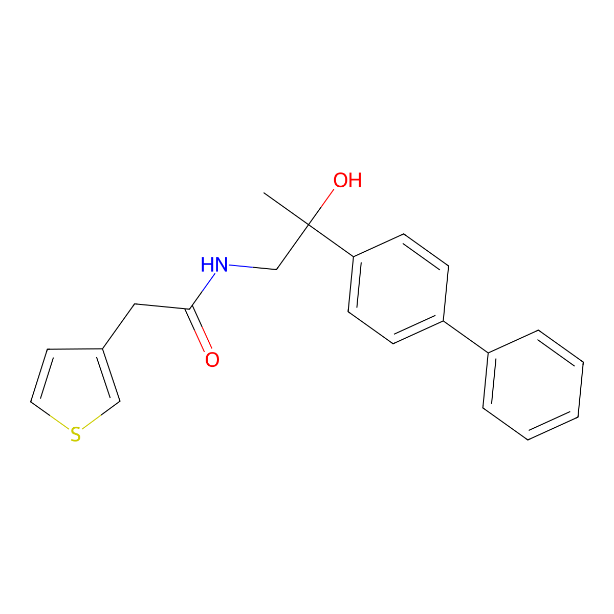 N-(2-{[1,1'-biphenyl]-4-yl}-2-hydroxypropyl)-2-(thiophen-3-yl)acetamide molecular structure, CAS 1795299-17-0