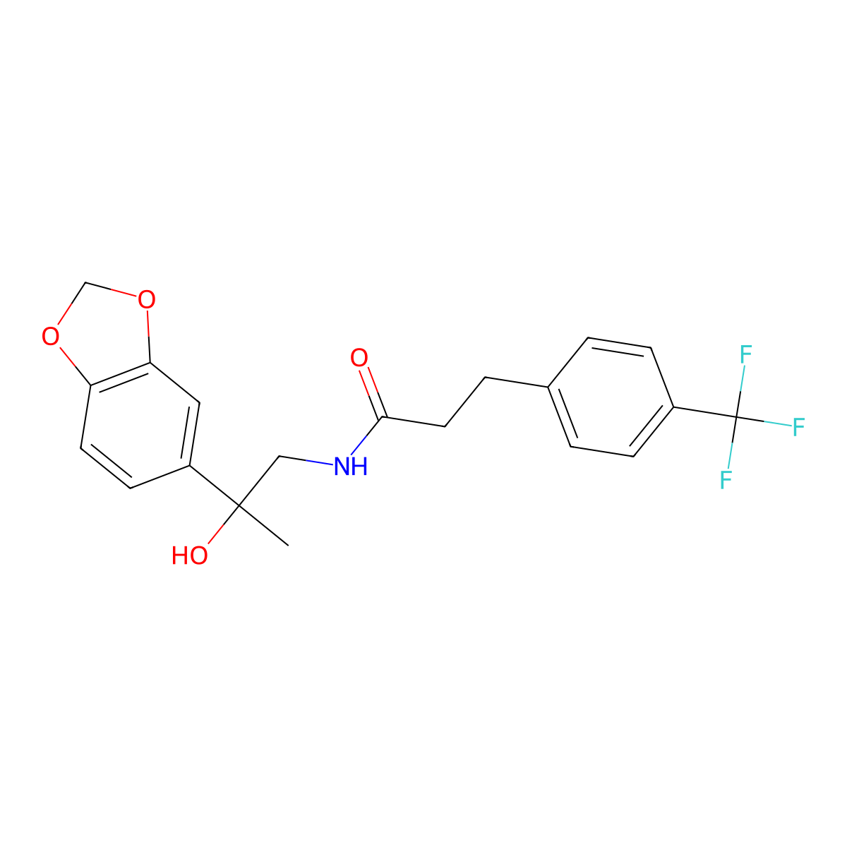 N-(2-(benzo[d][1,3]dioxol-5-yl)-2-hydroxypropyl)-3-(4-(trifluoromethyl)phenyl)propanamide molecular structure, CAS 1795299-18-1