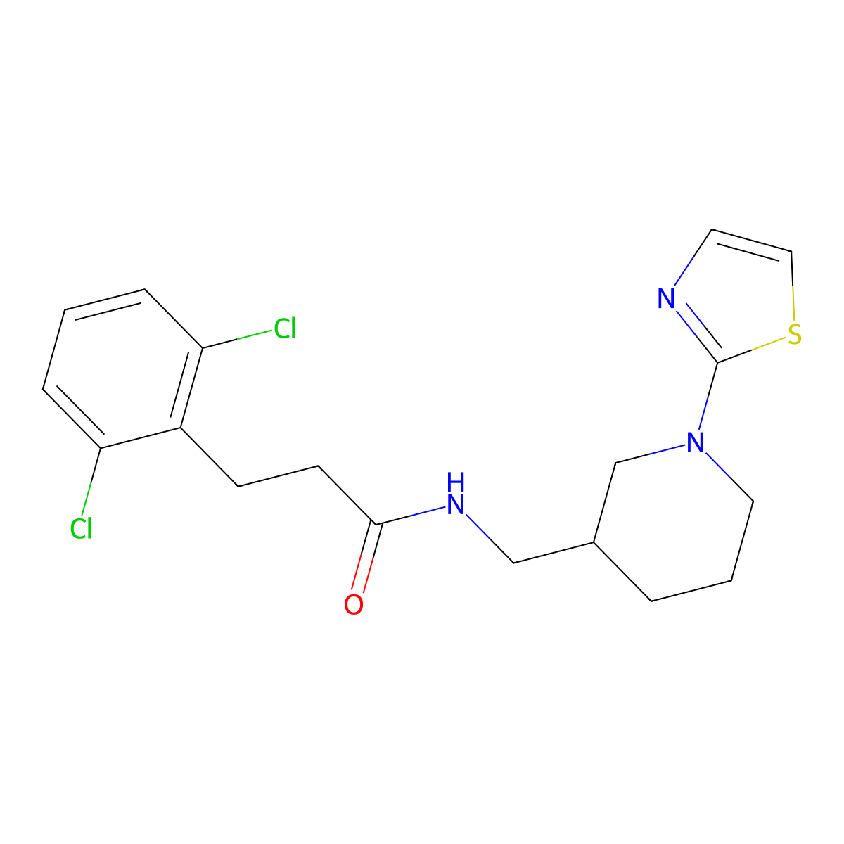 3-(2,6-dichlorophenyl)-N-((1-(thiazol-2-yl)piperidin-3-yl)methyl)propanamide molecular structure, CAS 1795299-20-5