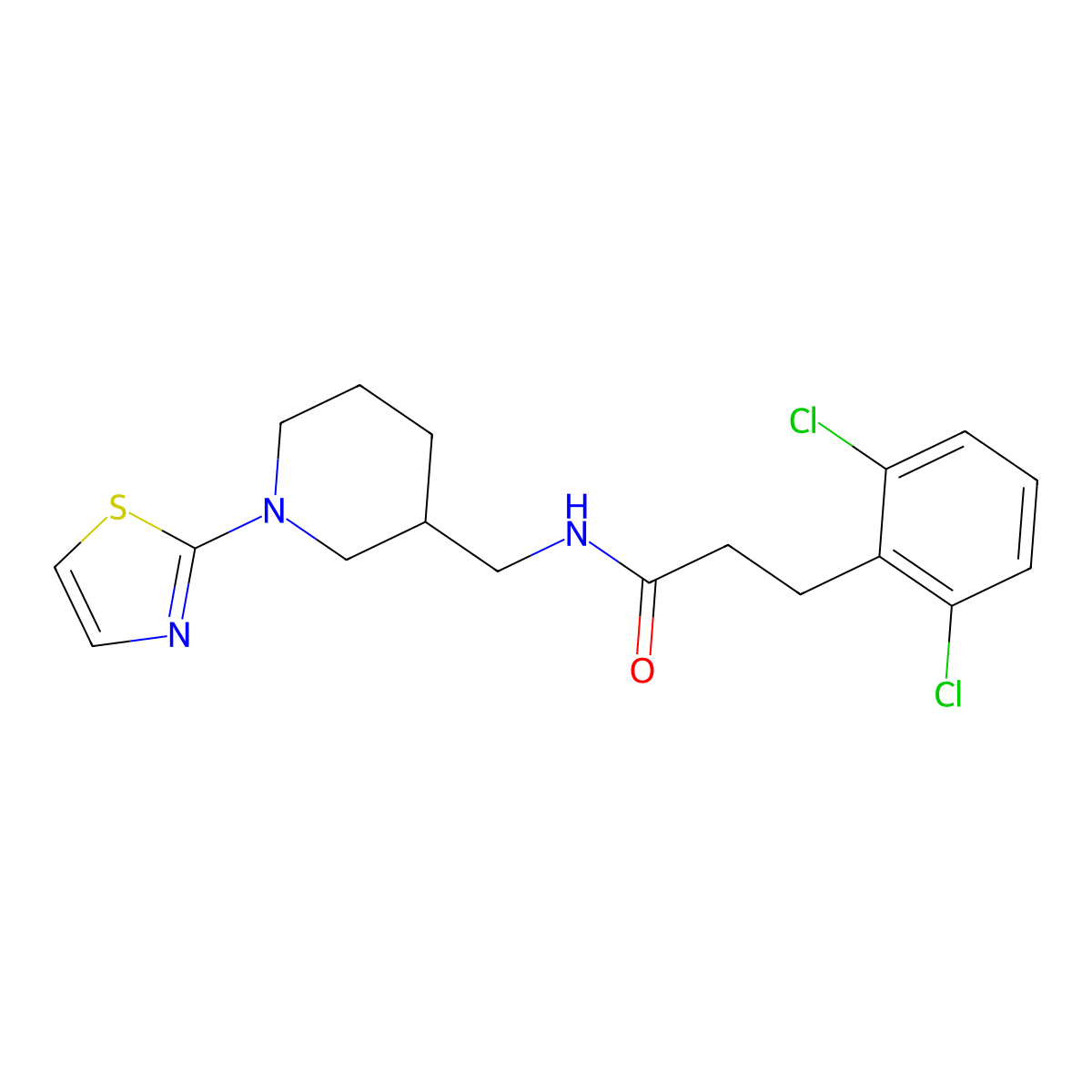 3-(2,6-dichlorophenyl)-N-((1-(thiazol-2-yl)piperidin-3-yl)methyl)propanamide molecular structure, CAS 1795299-20-5