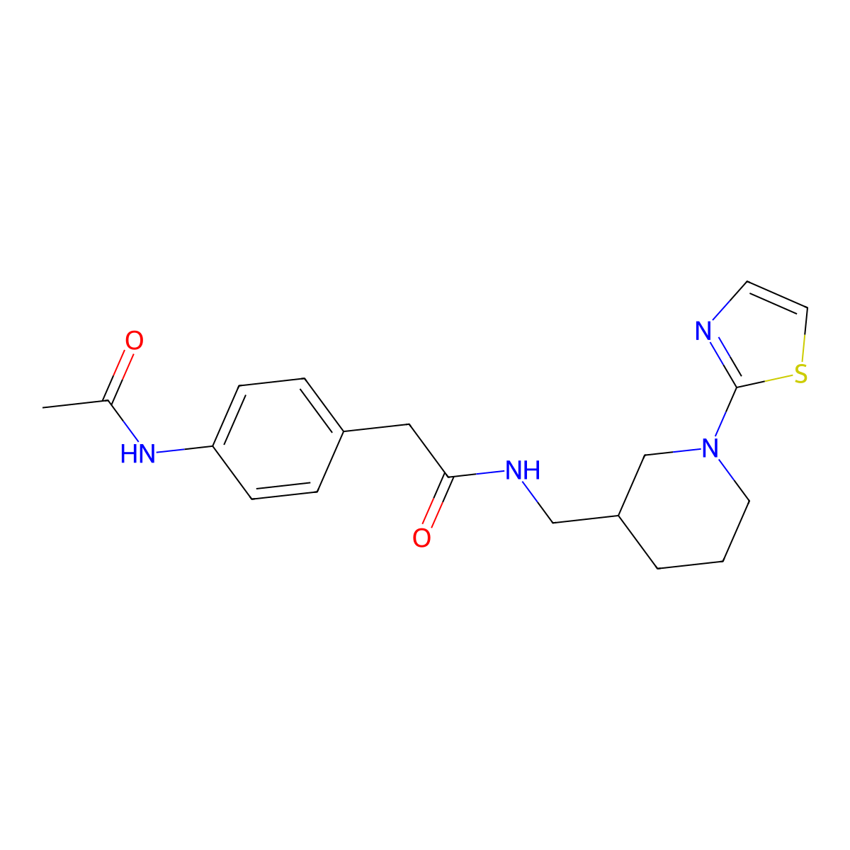 2-(4-acetamidophenyl)-N-((1-(thiazol-2-yl)piperidin-3-yl)methyl)acetamide molecular structure, CAS 1795299-25-0