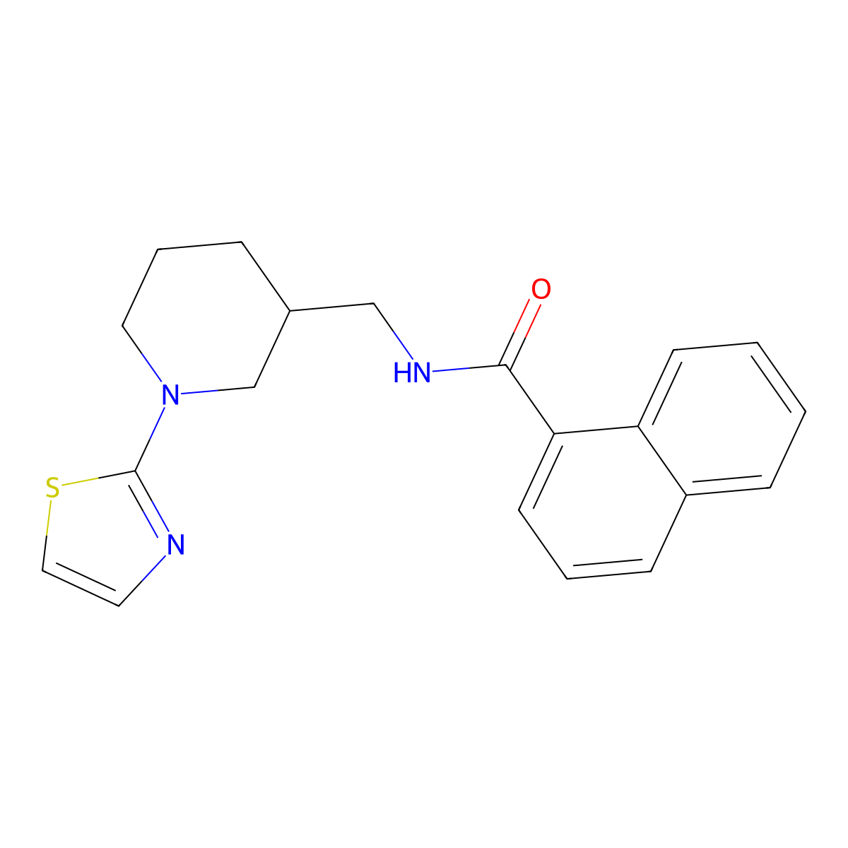 N-((1-(thiazol-2-yl)piperidin-3-yl)methyl)-1-naphthamide molecular structure, CAS 1795299-30-7