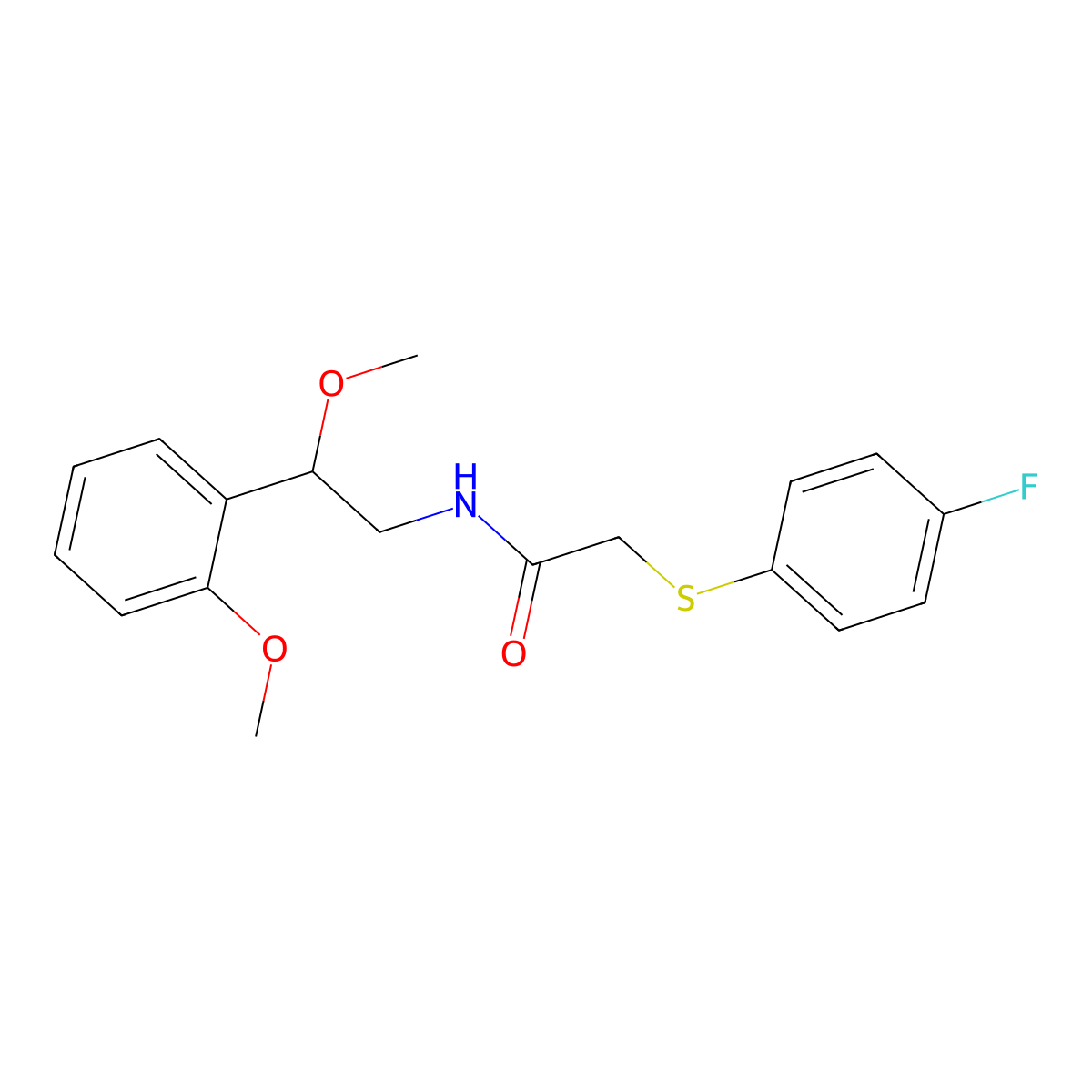 2-((4-fluorophenyl)thio)-N-(2-methoxy-2-(2-methoxyphenyl)ethyl)acetamide molecular structure, CAS 1795299-65-8