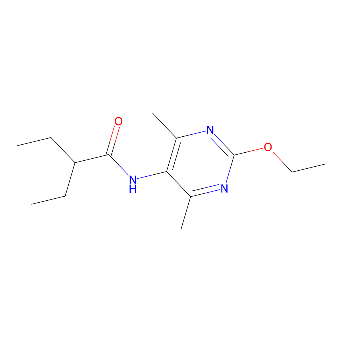 N-(2-ethoxy-4,6-dimethylpyrimidin-5-yl)-2-ethylbutanamide molecular structure, CAS 1795299-67-0