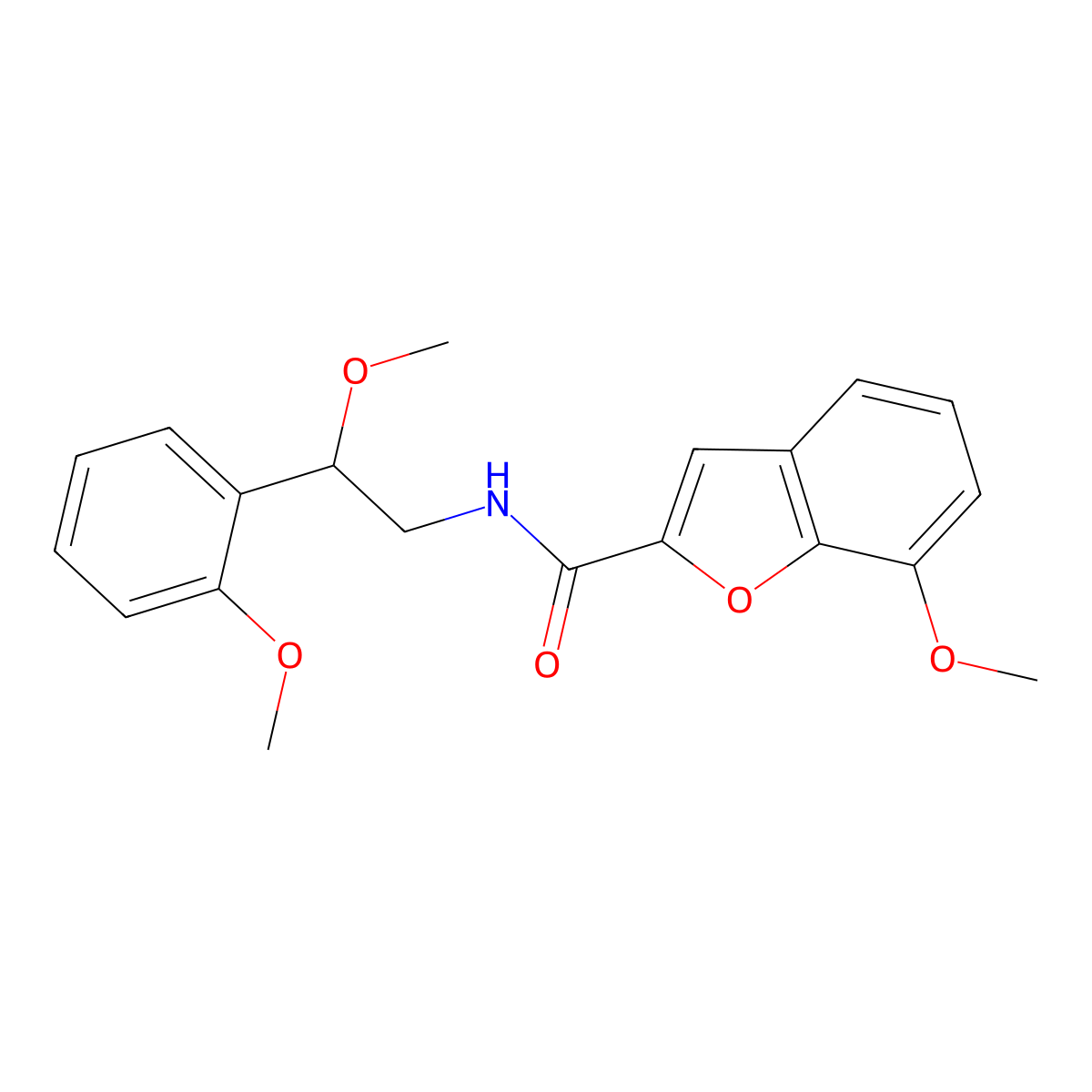 7-methoxy-N-(2-methoxy-2-(2-methoxyphenyl)ethyl)benzofuran-2-carboxamide molecular structure, CAS 1795299-68-1