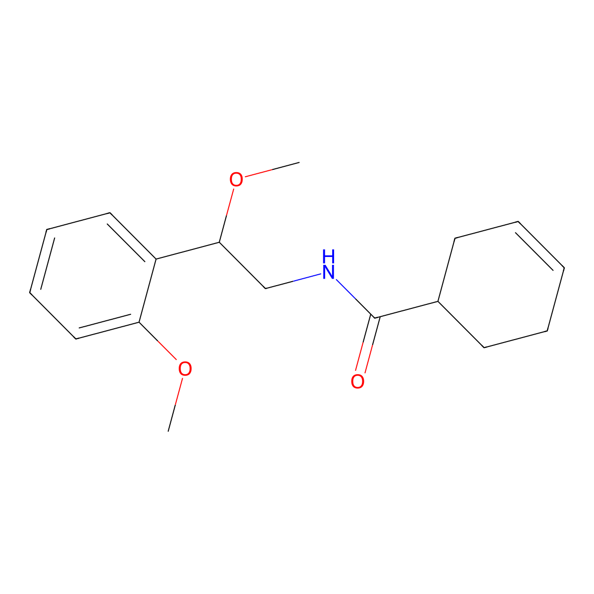 N-(2-methoxy-2-(2-methoxyphenyl)ethyl)cyclohex-3-enecarboxamide molecular structure, CAS 1795299-72-7