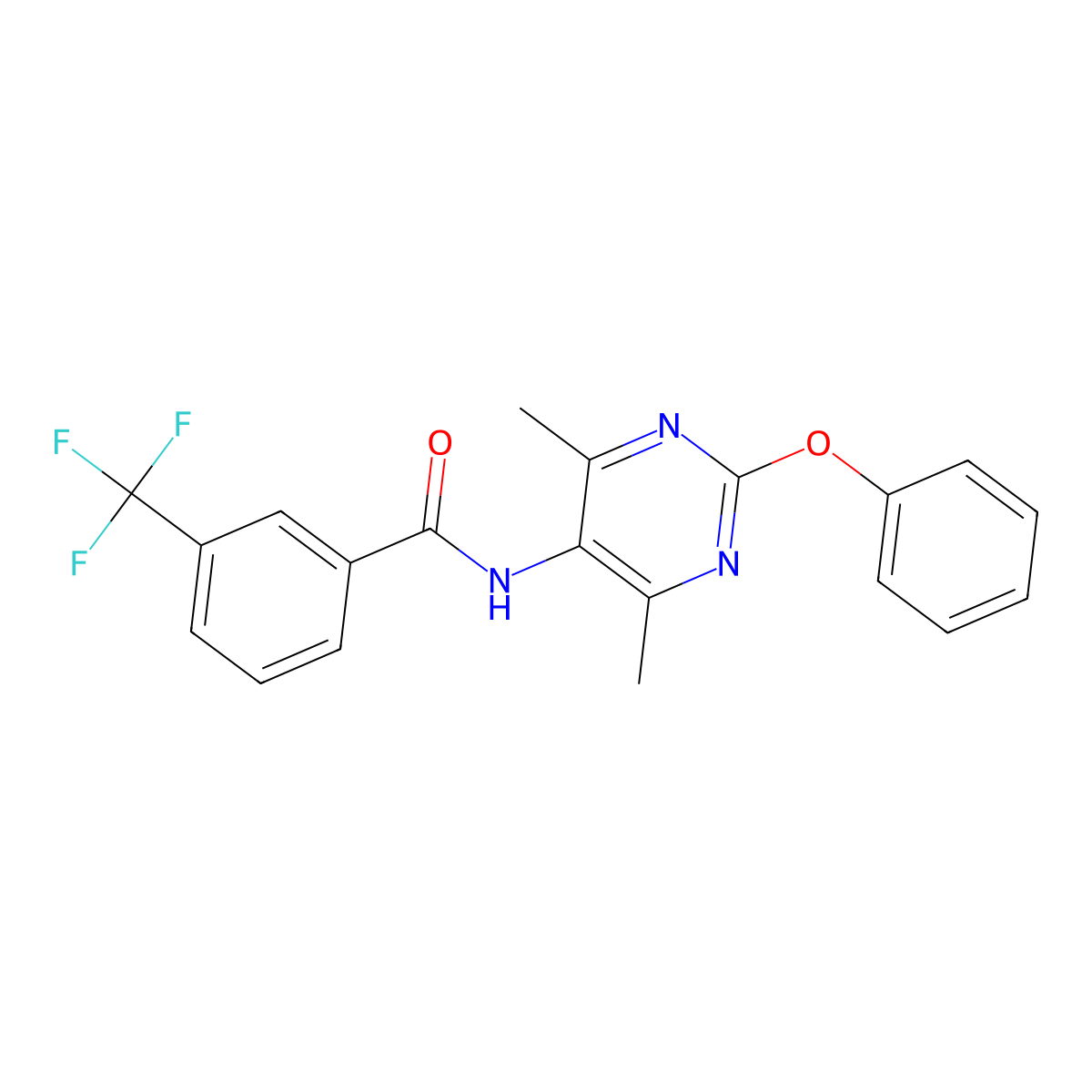 N-(4,6-dimethyl-2-phenoxypyrimidin-5-yl)-3-(trifluoromethyl)benzamide molecular structure, CAS 1795299-81-8