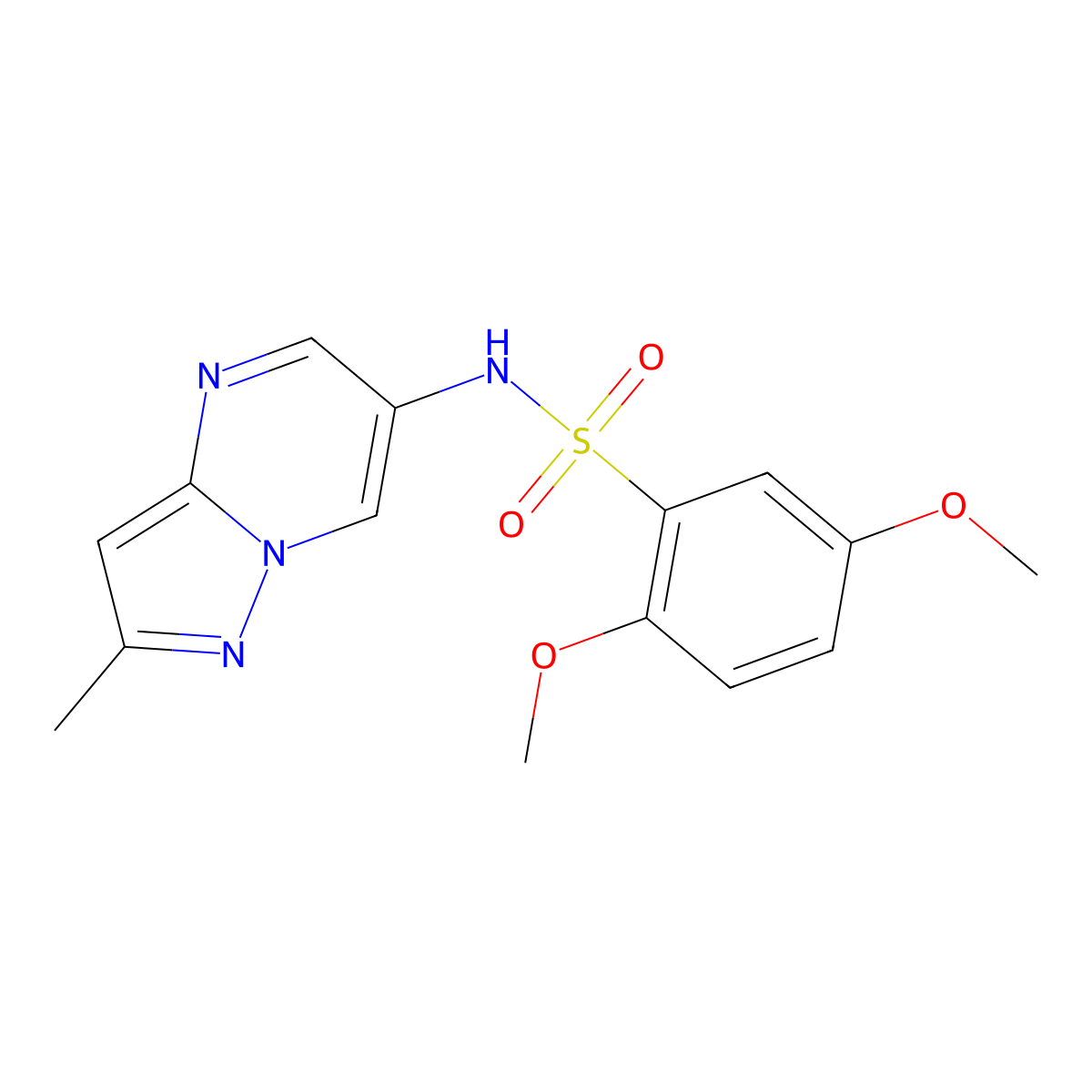 2,5-dimethoxy-N-(2-methylpyrazolo[1,5-a]pyrimidin-6-yl)benzenesulfonamide molecular structure, CAS 1795299-85-2