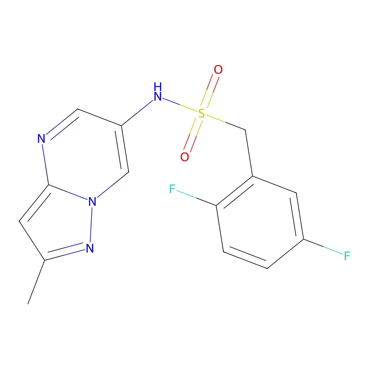 1-(2,5-difluorophenyl)-N-{2-methylpyrazolo[1,5-a]pyrimidin-6-yl}methanesulfonamide molecular structure, CAS 1795299-90-9