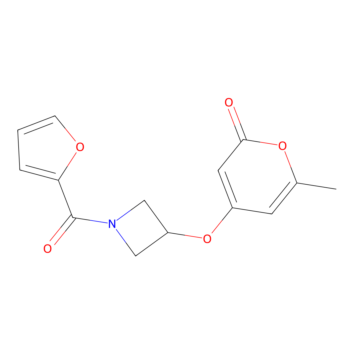 4-((1-(furan-2-carbonyl)azetidin-3-yl)oxy)-6-methyl-2H-pyran-2-one molecular structure, CAS 1795299-93-2
