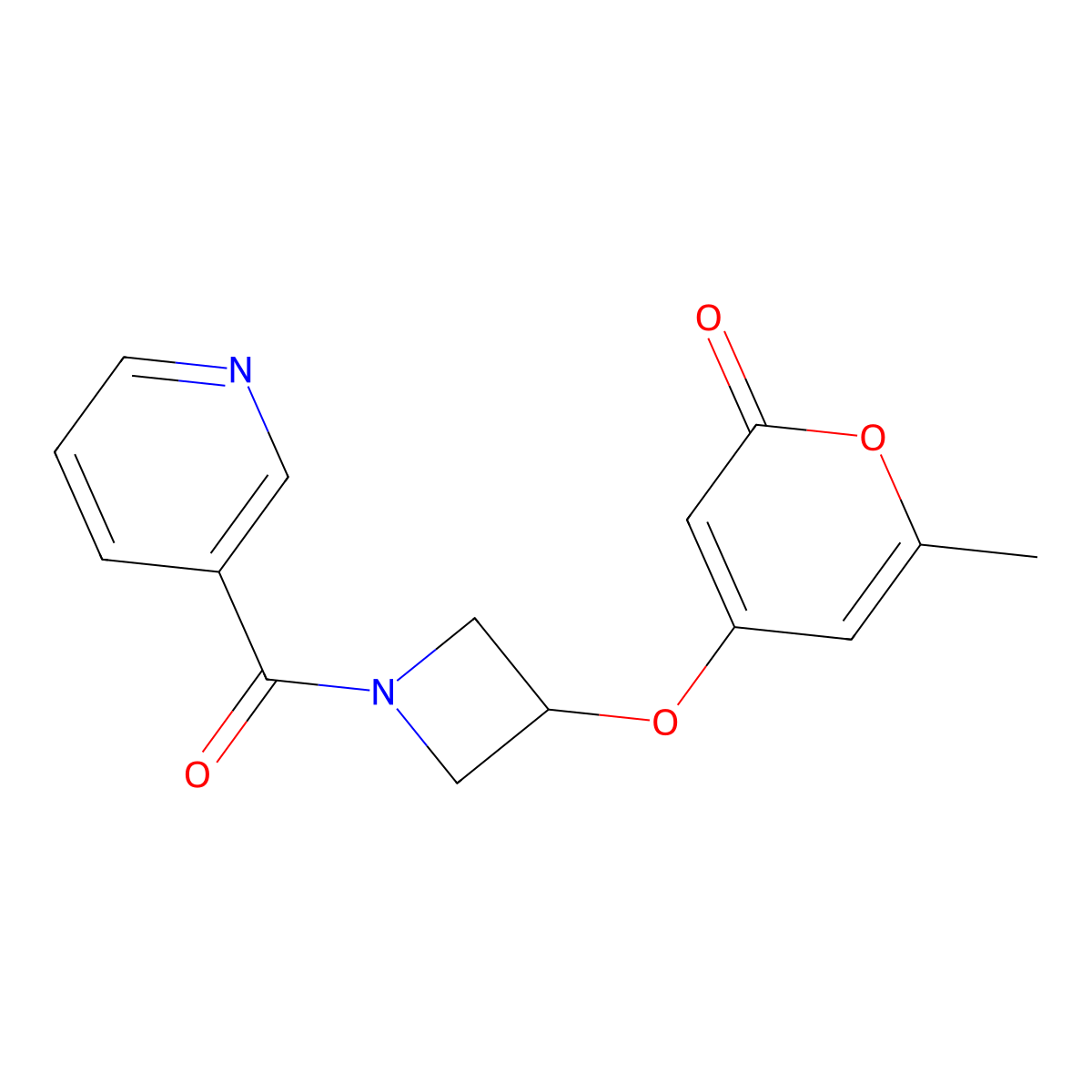 6-methyl-4-((1-nicotinoylazetidin-3-yl)oxy)-2H-pyran-2-one molecular structure, CAS 1795299-99-8
